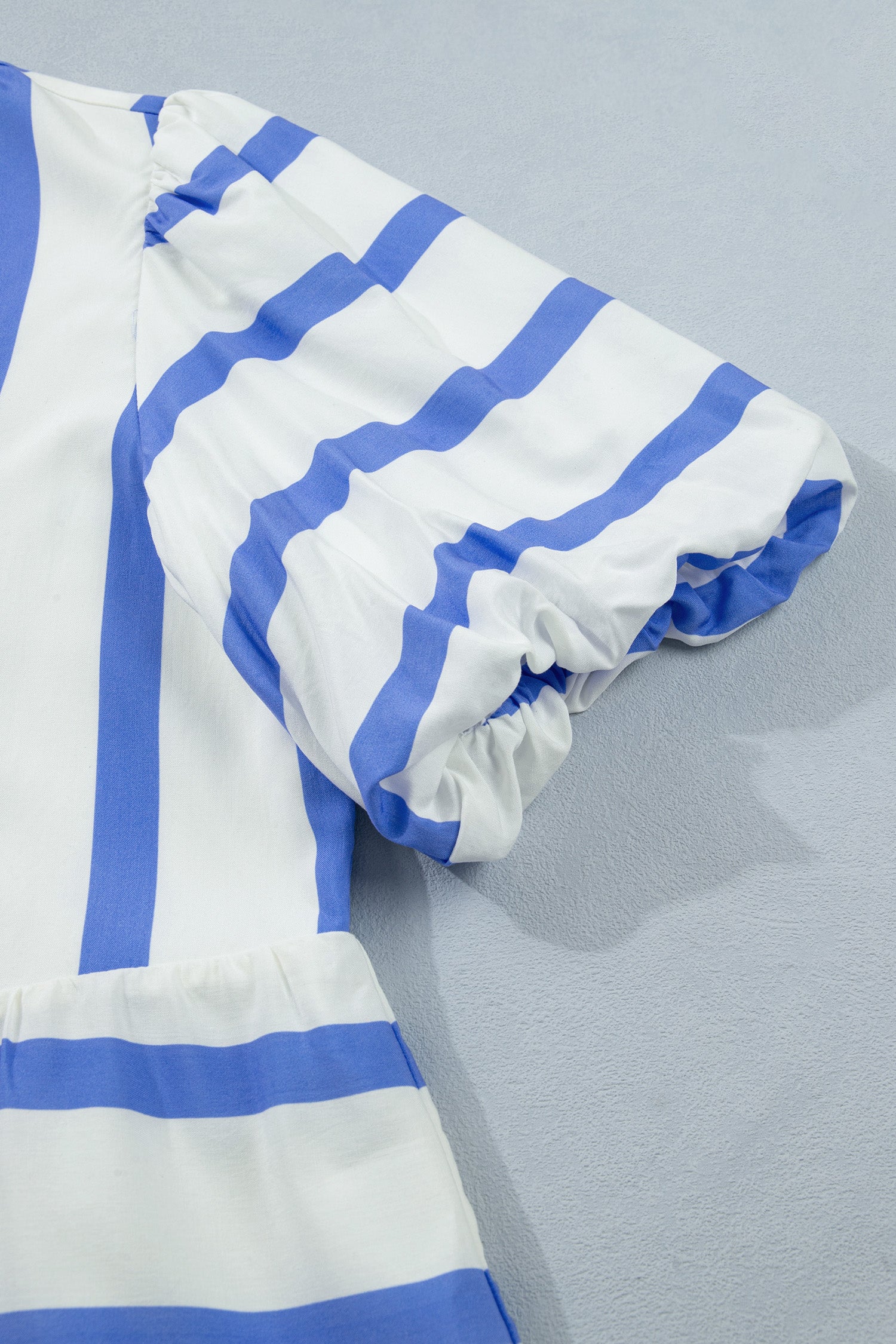 Split V Neck Puff Sleeve Blouse