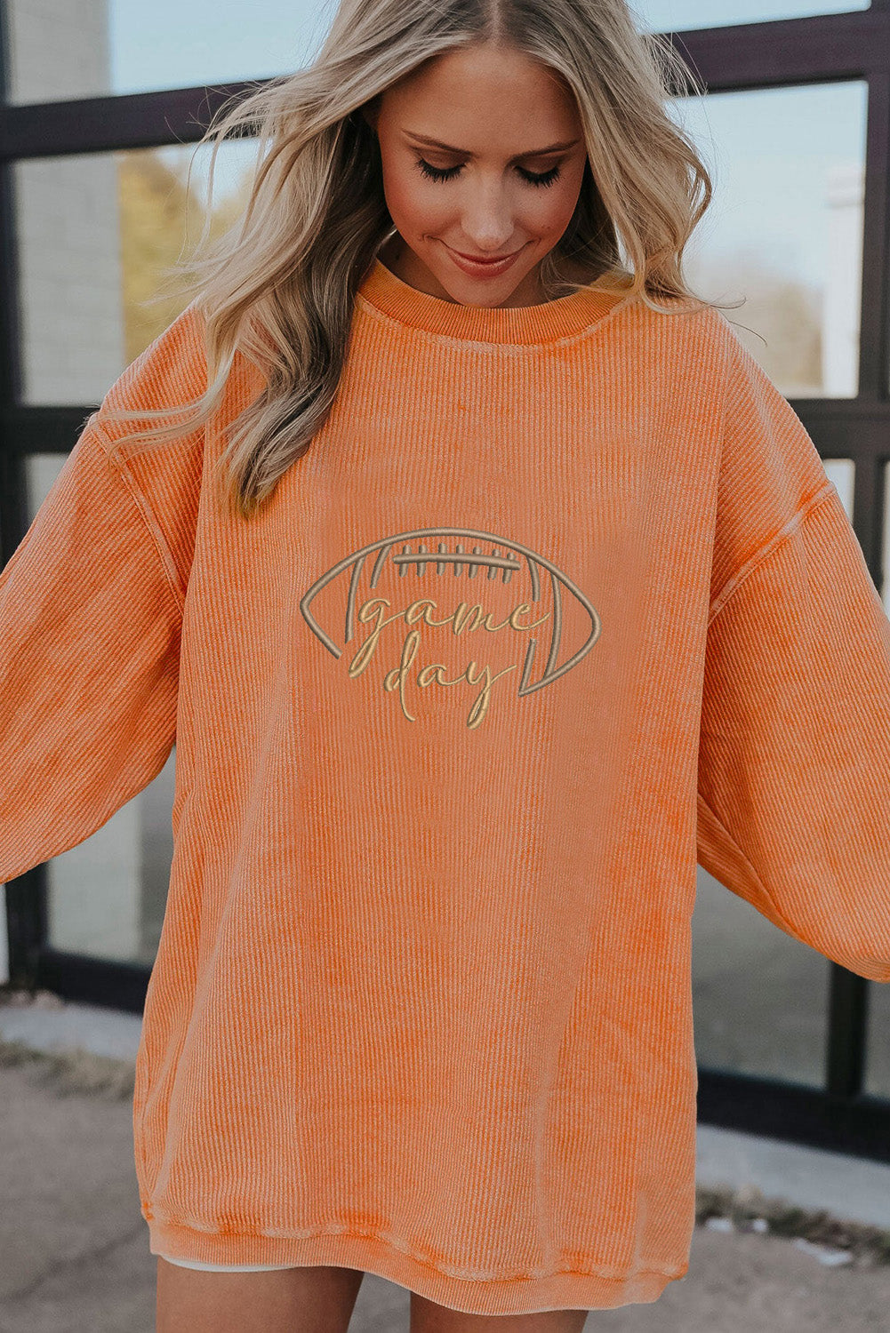 Game Day Embroidered Corded Sweatshirt