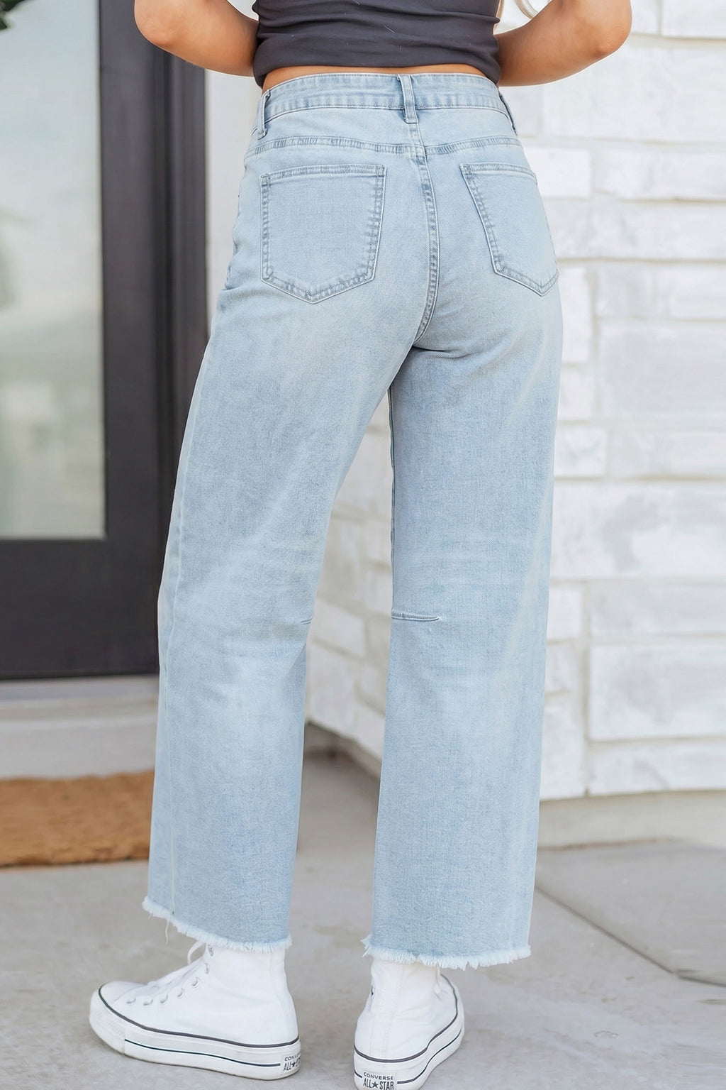 Sequin Rugby Patch Ankle Length Casual Jeans