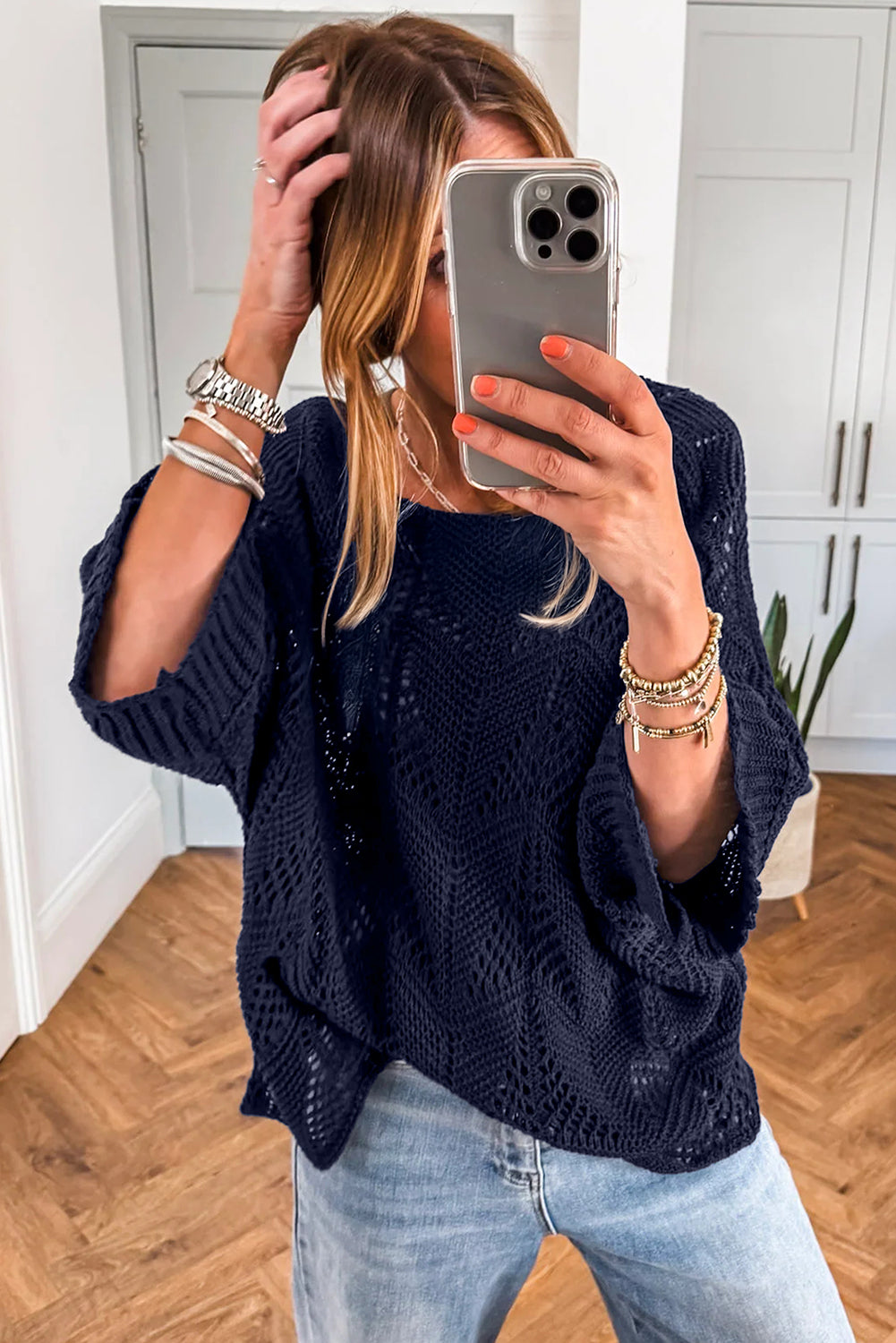 3/4 Sleeve Loose Sweater