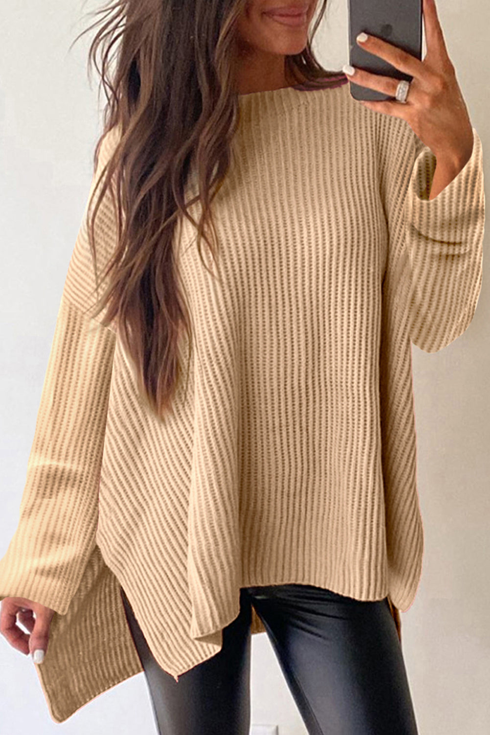 Side Slits Oversized Sweater