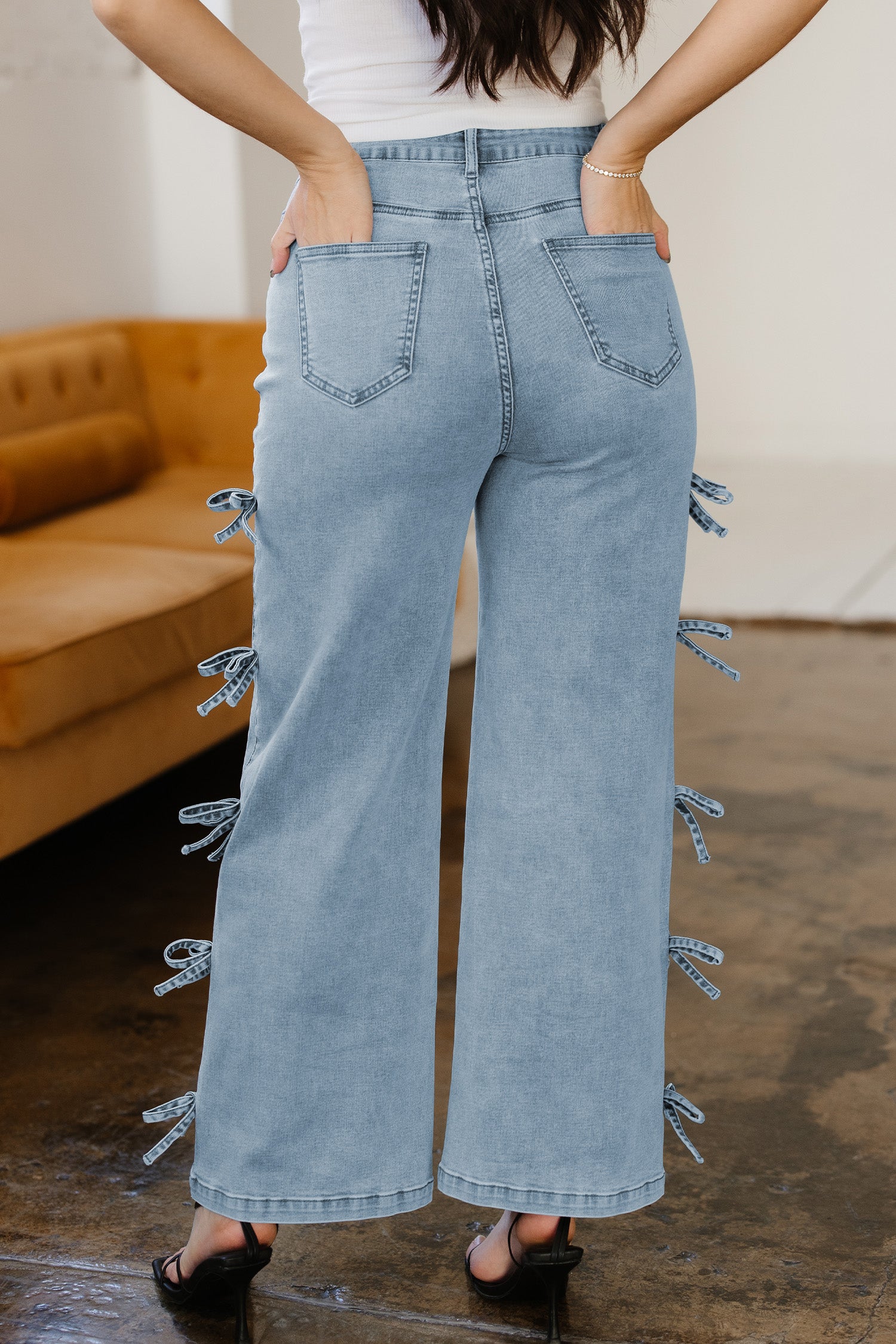 Bowknot Straight Leg Loose Jeans