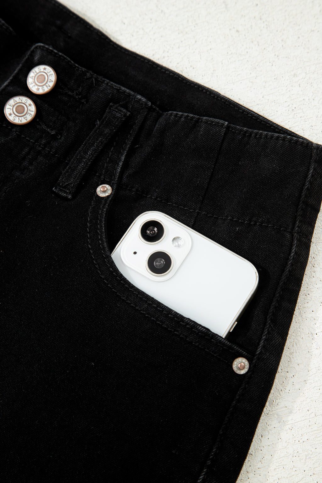 Button High Waist Wide Leg Jeans