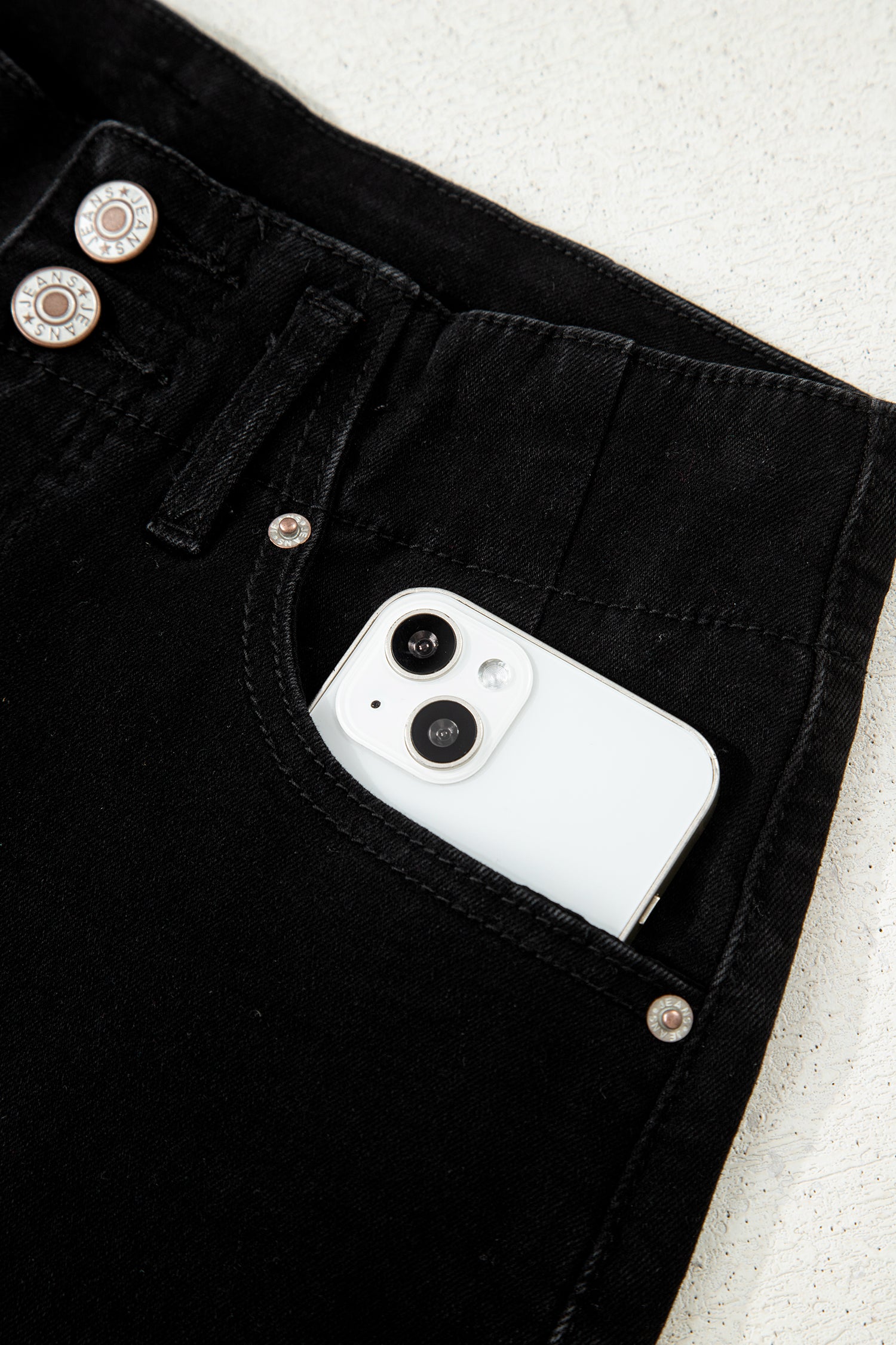 Button High Waist Wide Leg Jeans