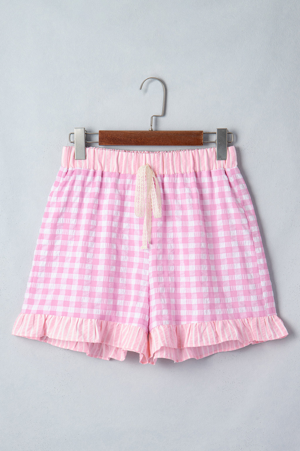 Ruffle Striped Lace Tie Shorts