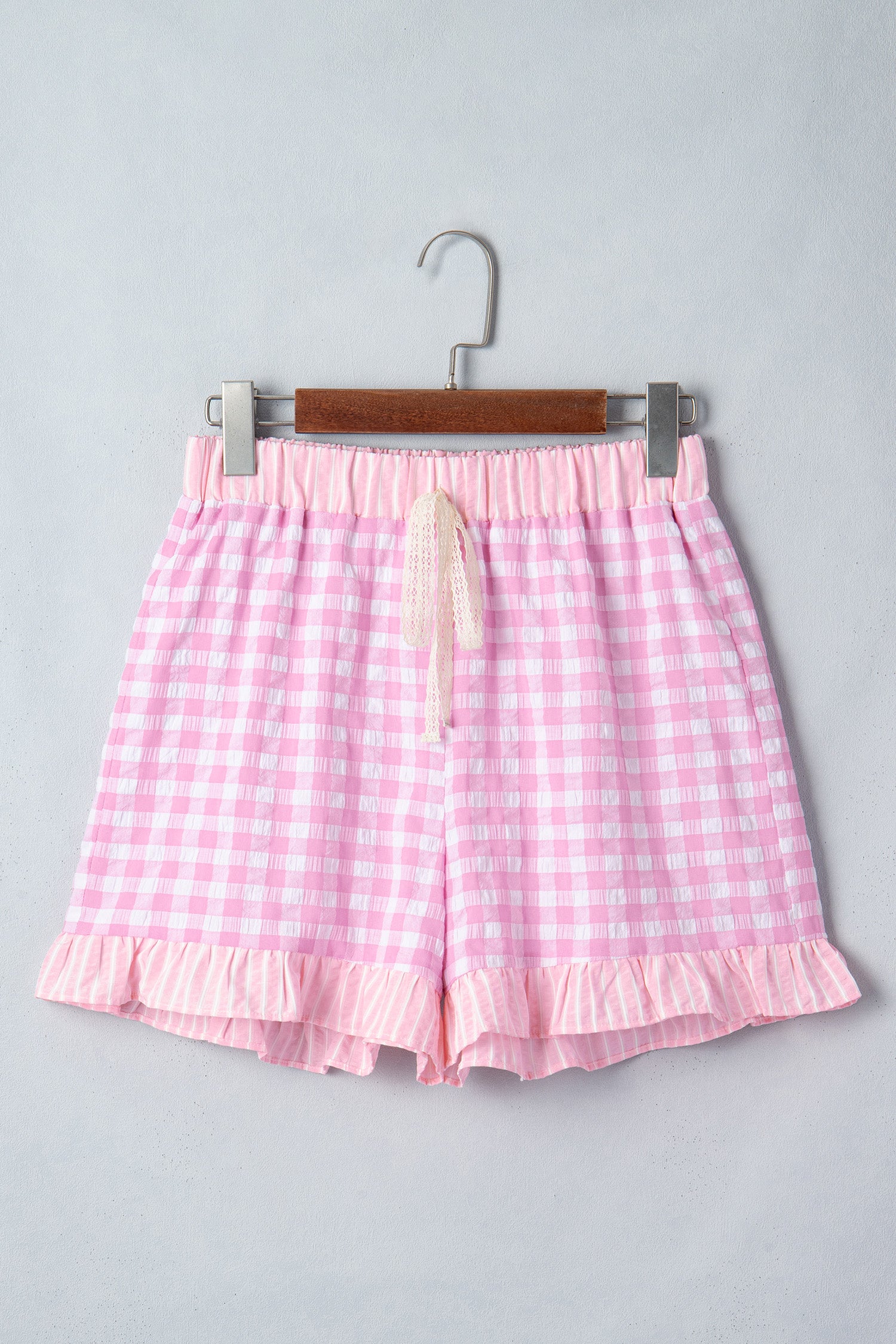Ruffle Striped Lace Tie Shorts