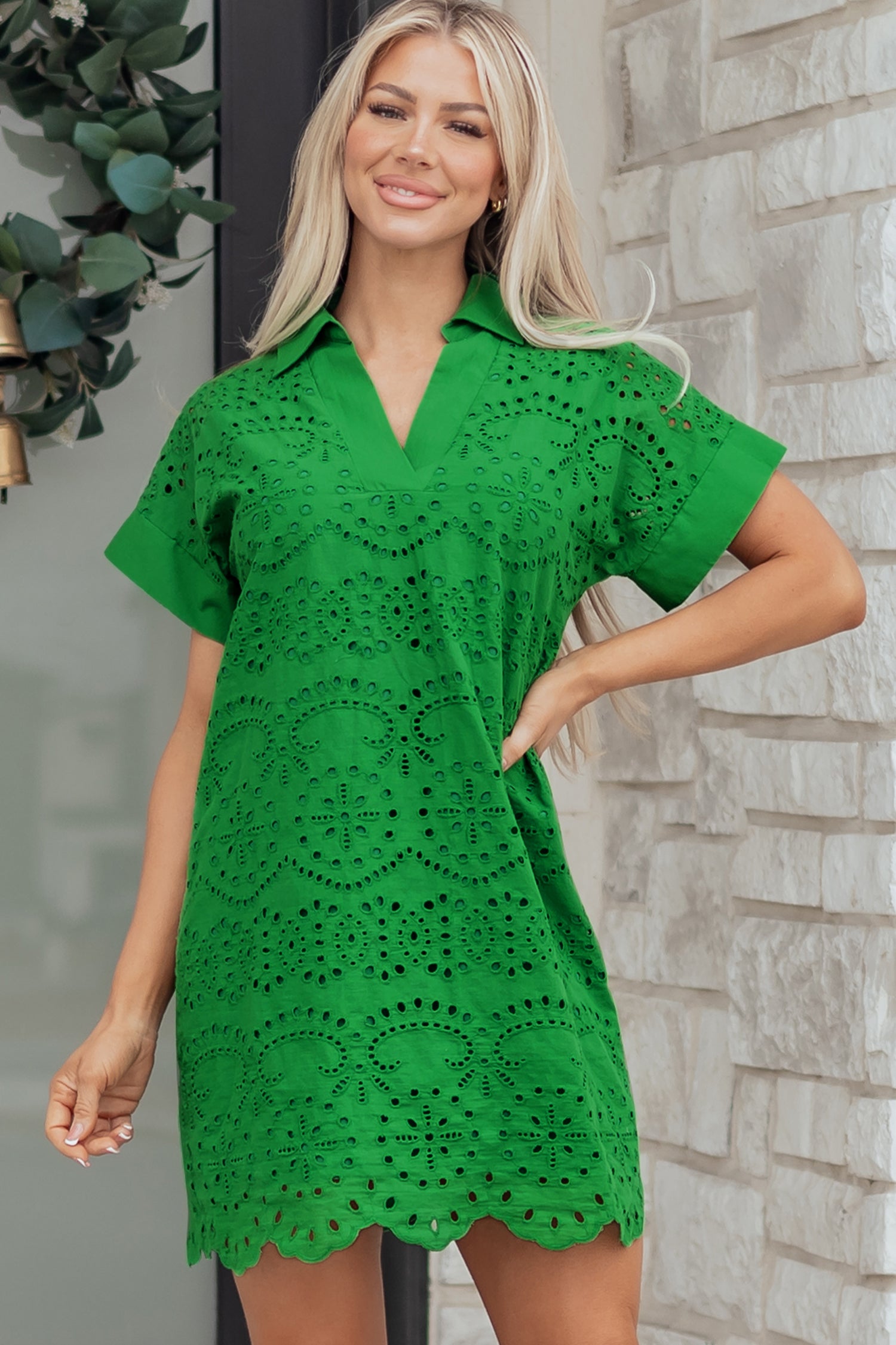 Eyelet Embroidered T Shirt Mini Dress