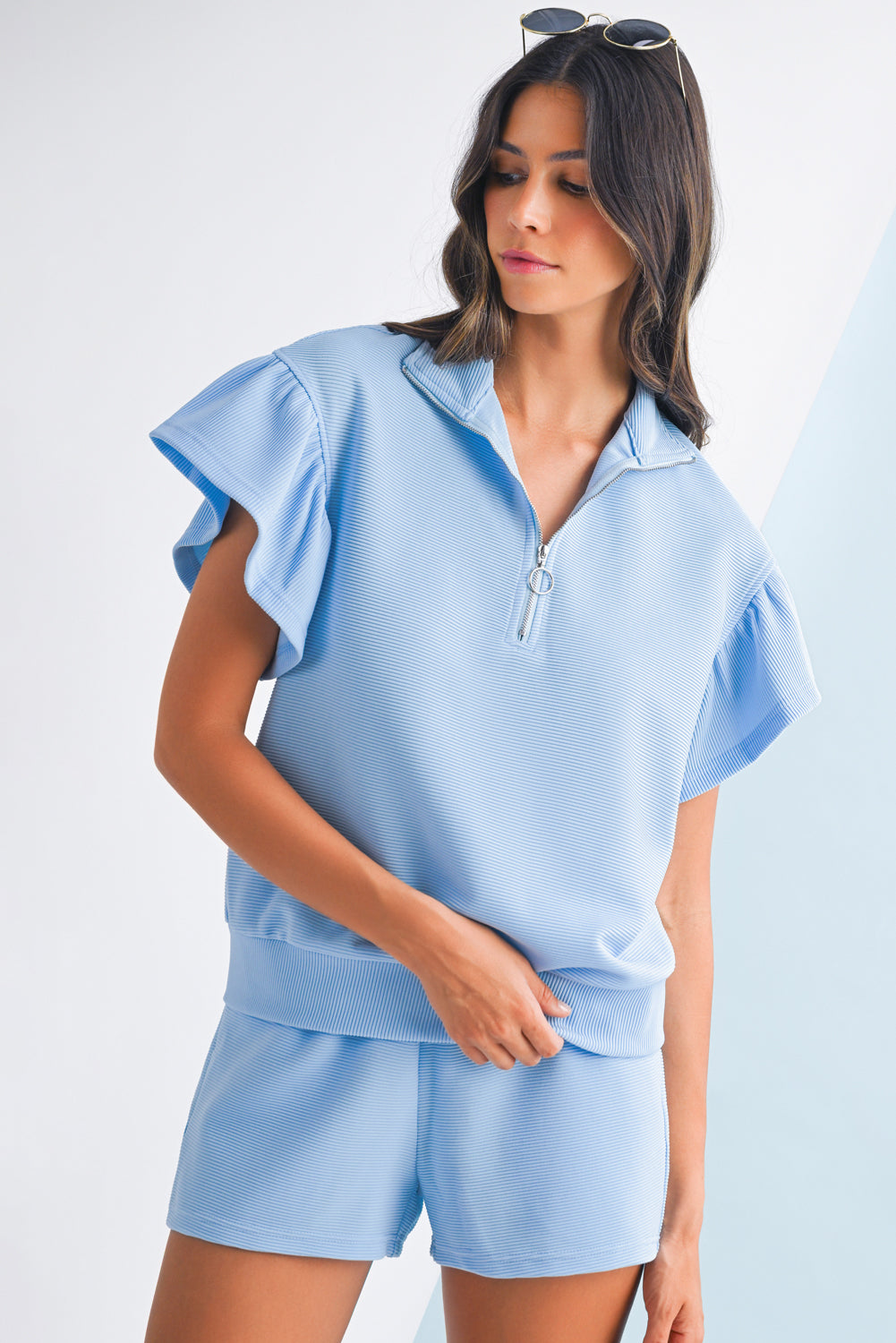 Ribbed Short Sleeve Tee and Shorts Set