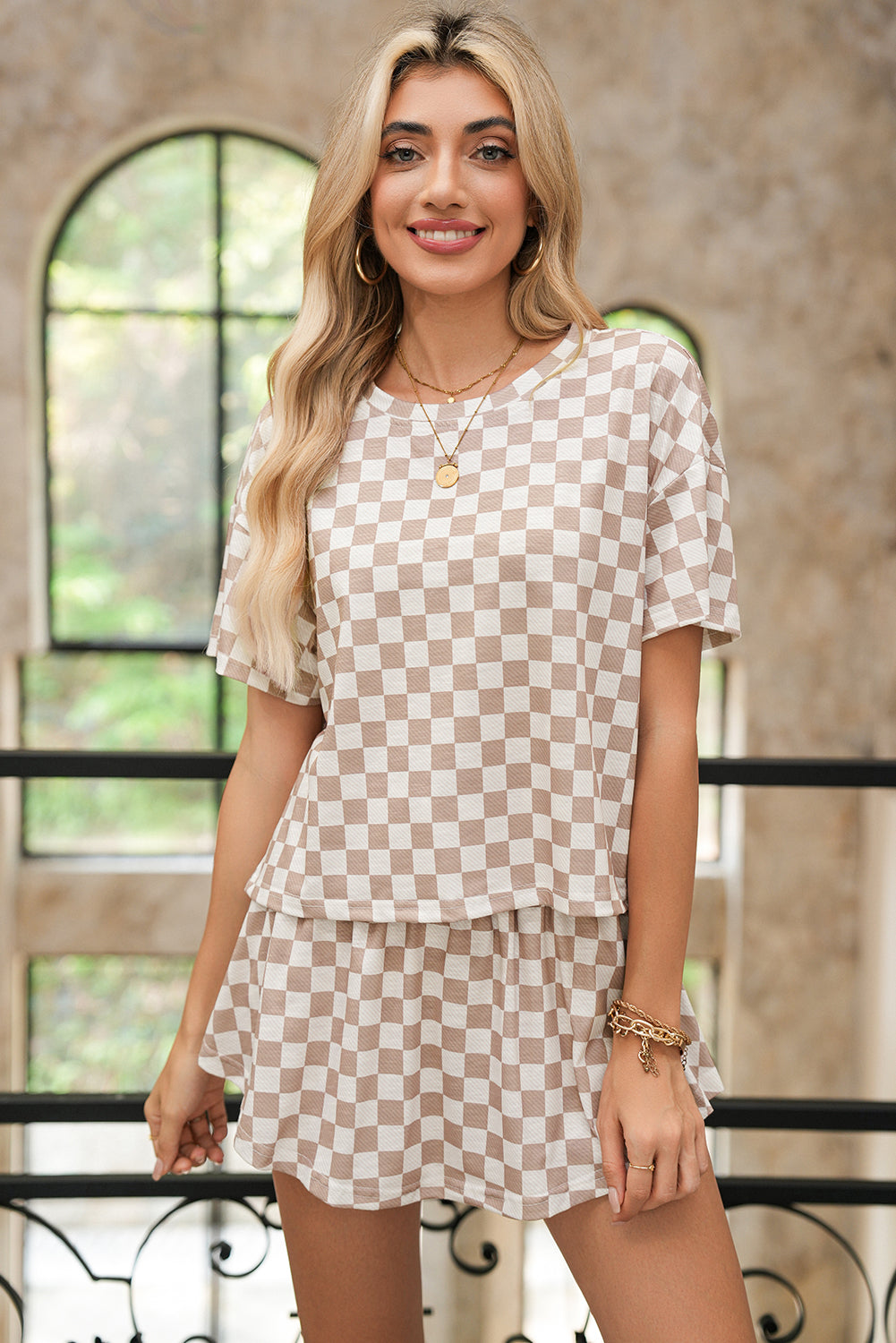 Checkerboard T Shirt &  Skort Set