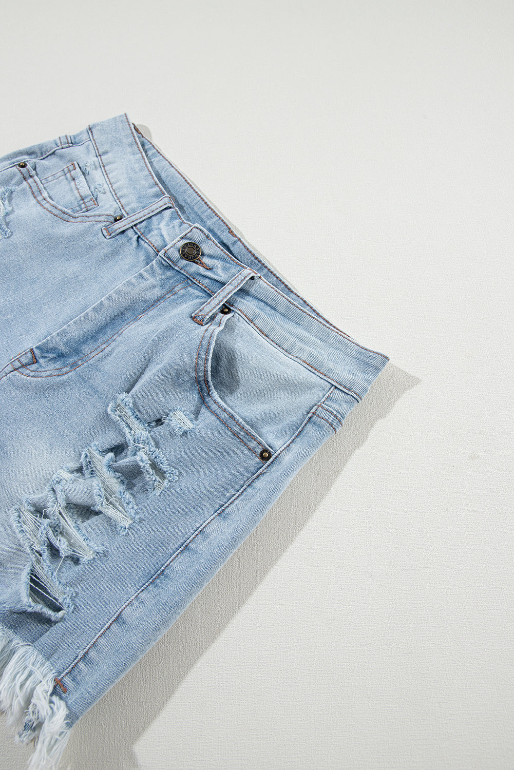 Distressed Ripped Raw Hem Denim Shorts