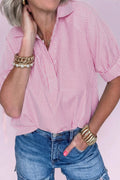 Short Sleeve Striped Blouse
