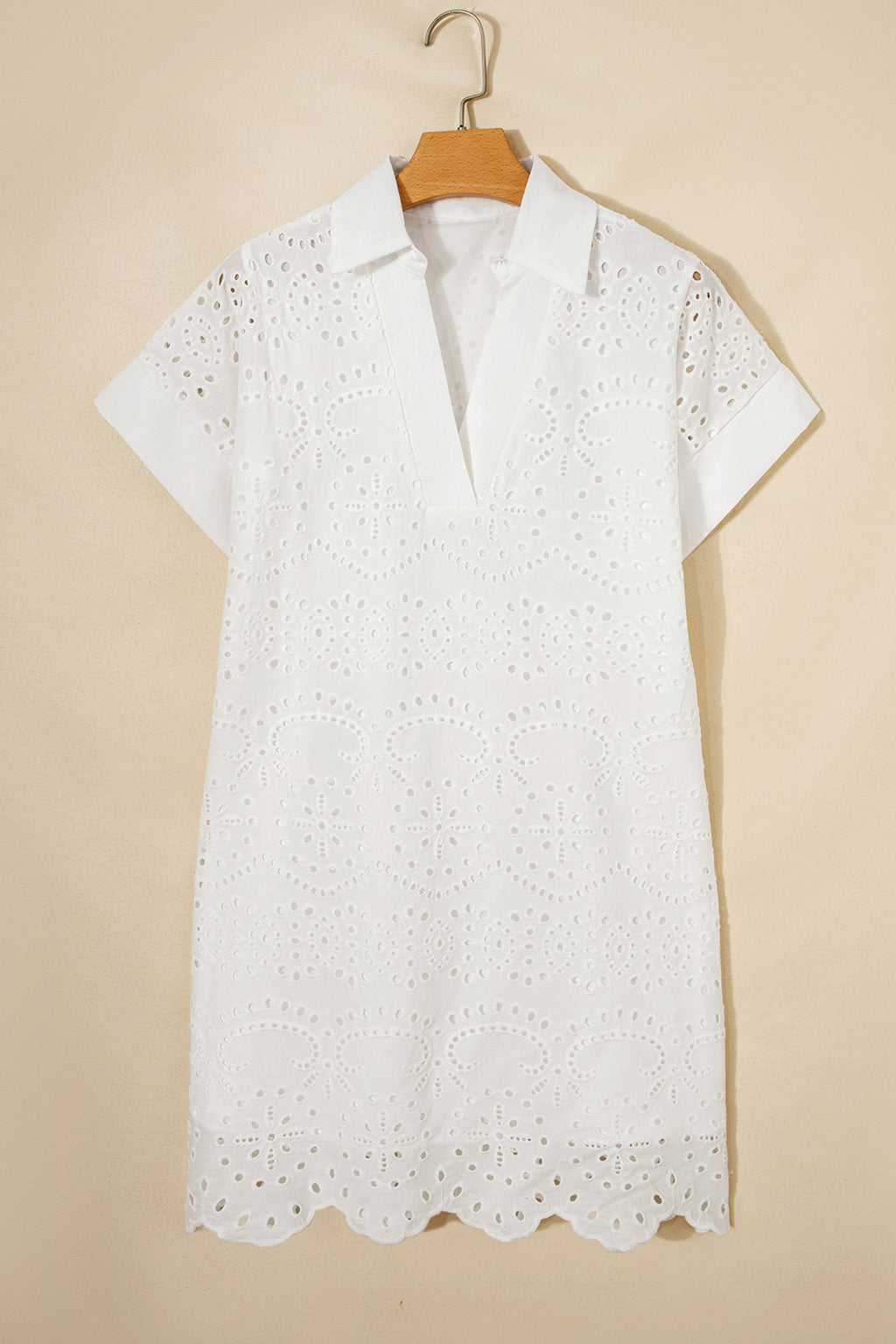 Eyelet Embroidered T Shirt Mini Dress