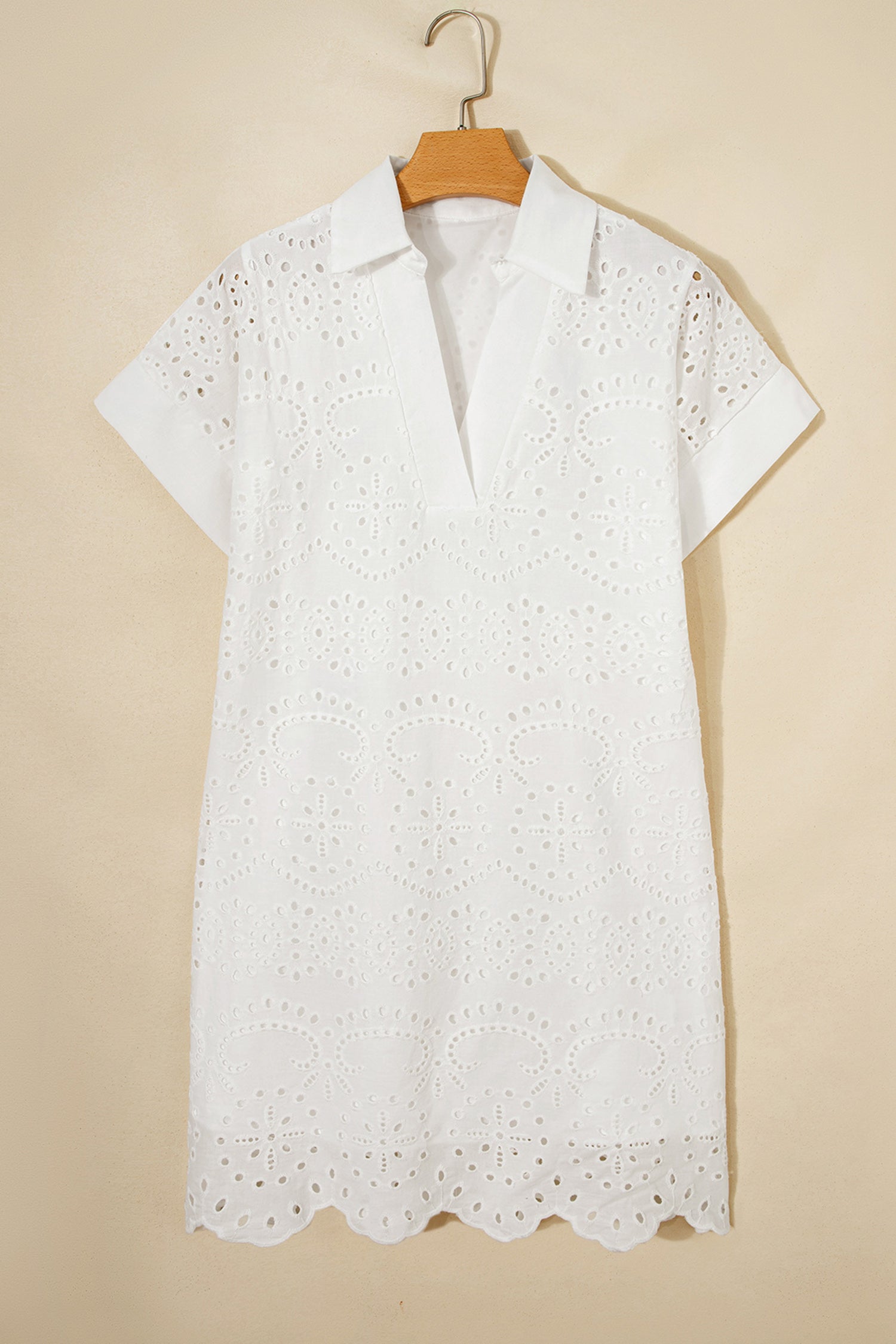 Eyelet Embroidered T Shirt Mini Dress