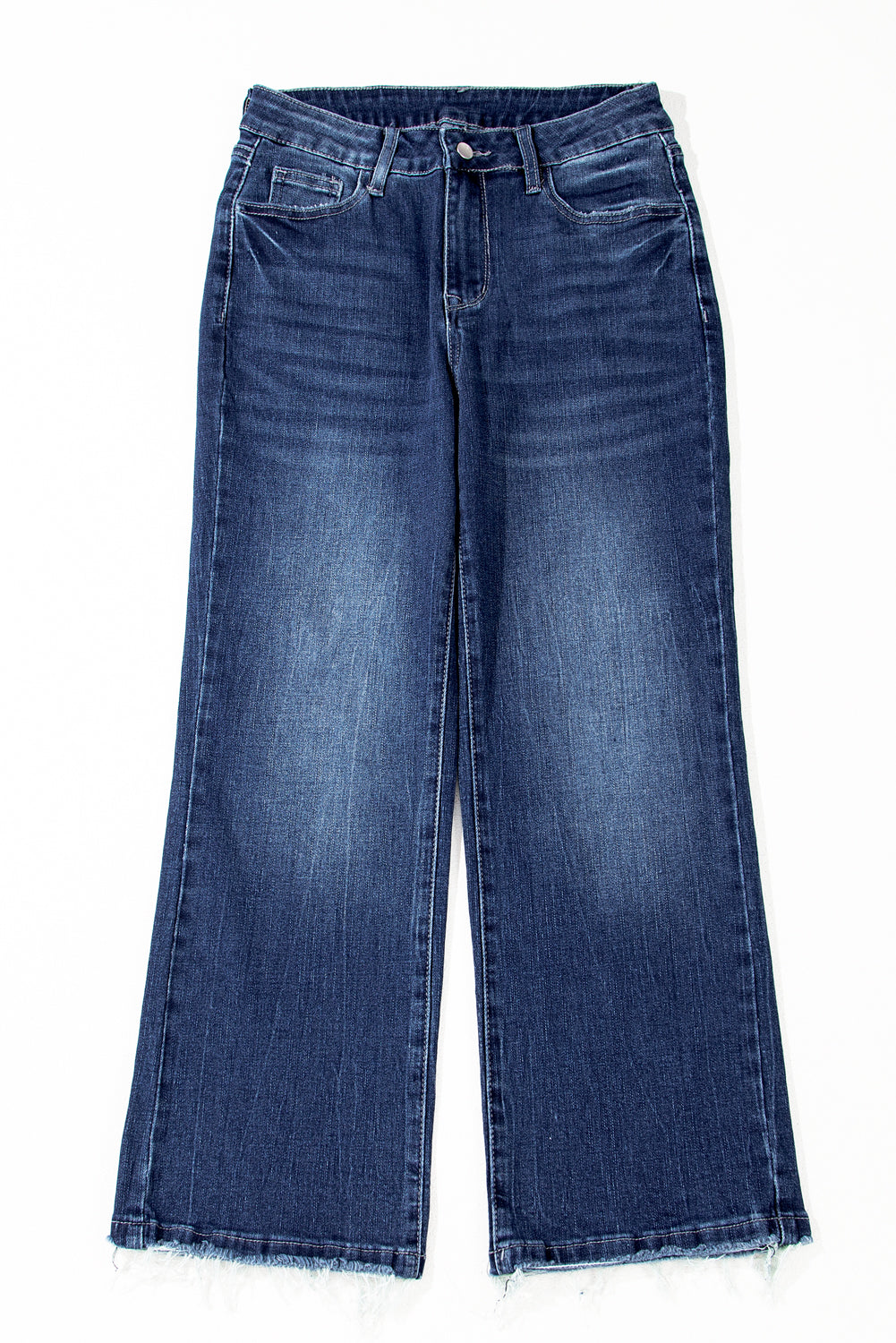 Mineral Wash Raw Hem High Waist Flared Jeans