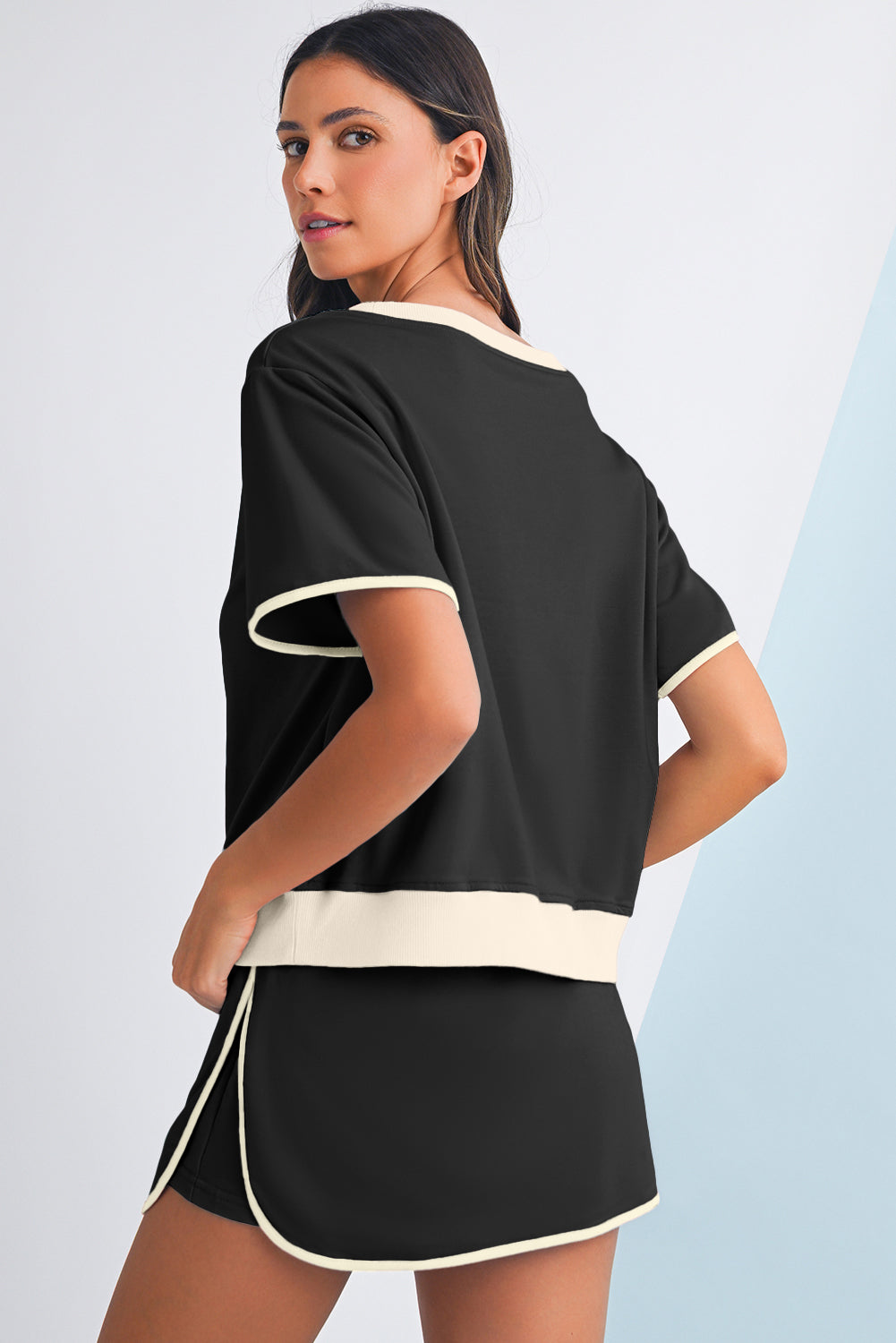 Drop Shoulder T Shirt and Skort Set
