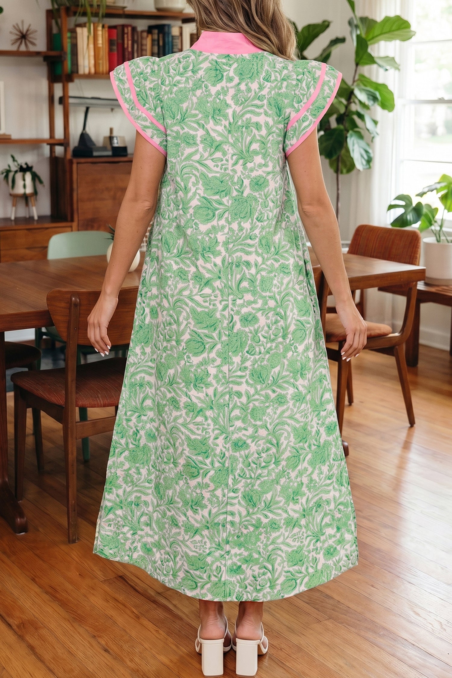 Floral Short Sleeve Midi Dress