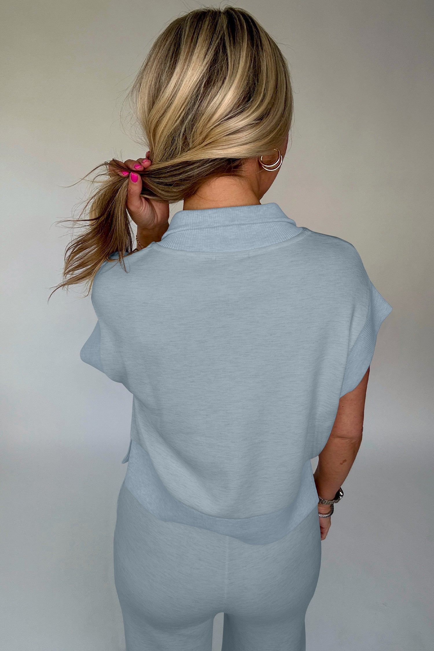 Light Grey Half Zip Pant Set