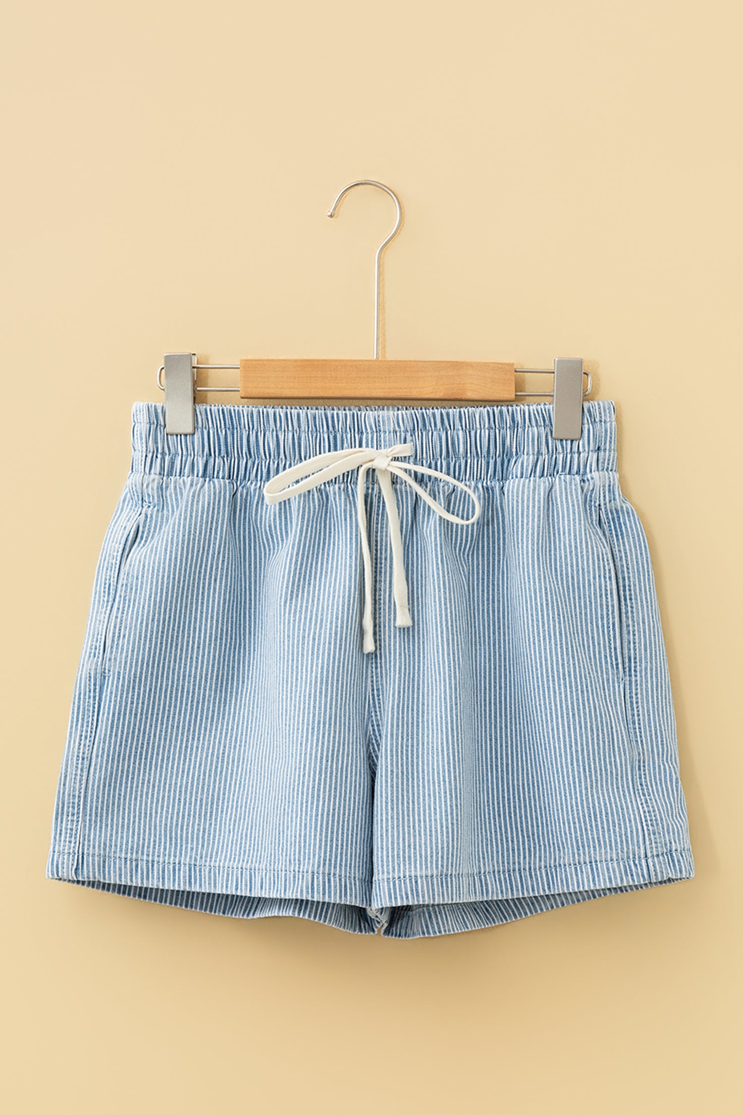 Stripe Drawstring Casual Denim Shorts