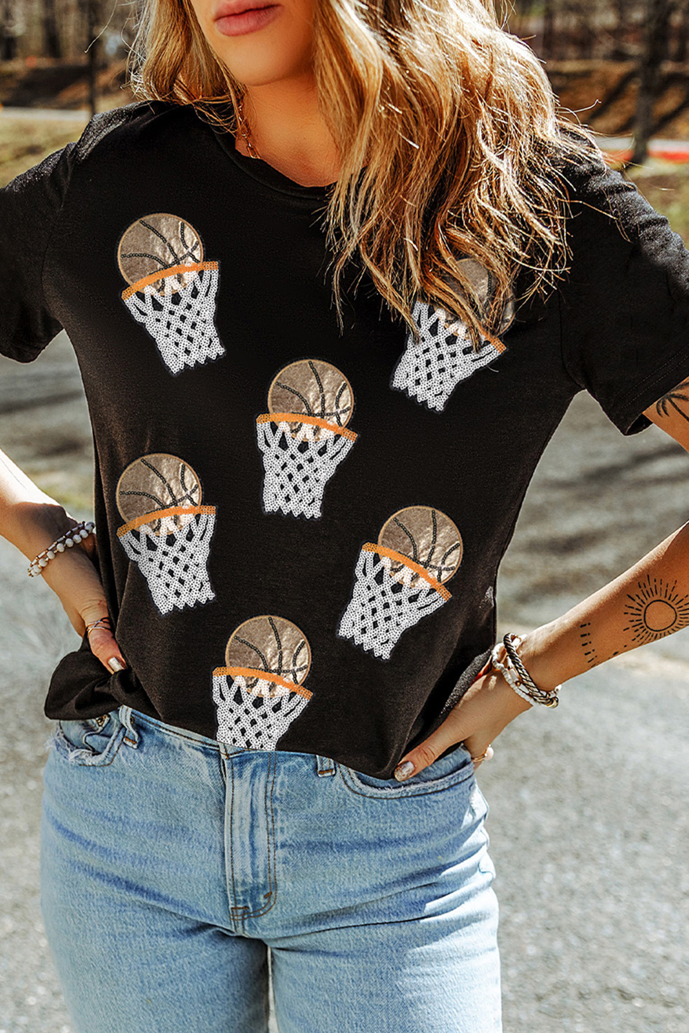 Sequin Basketball Game Day T Shirt