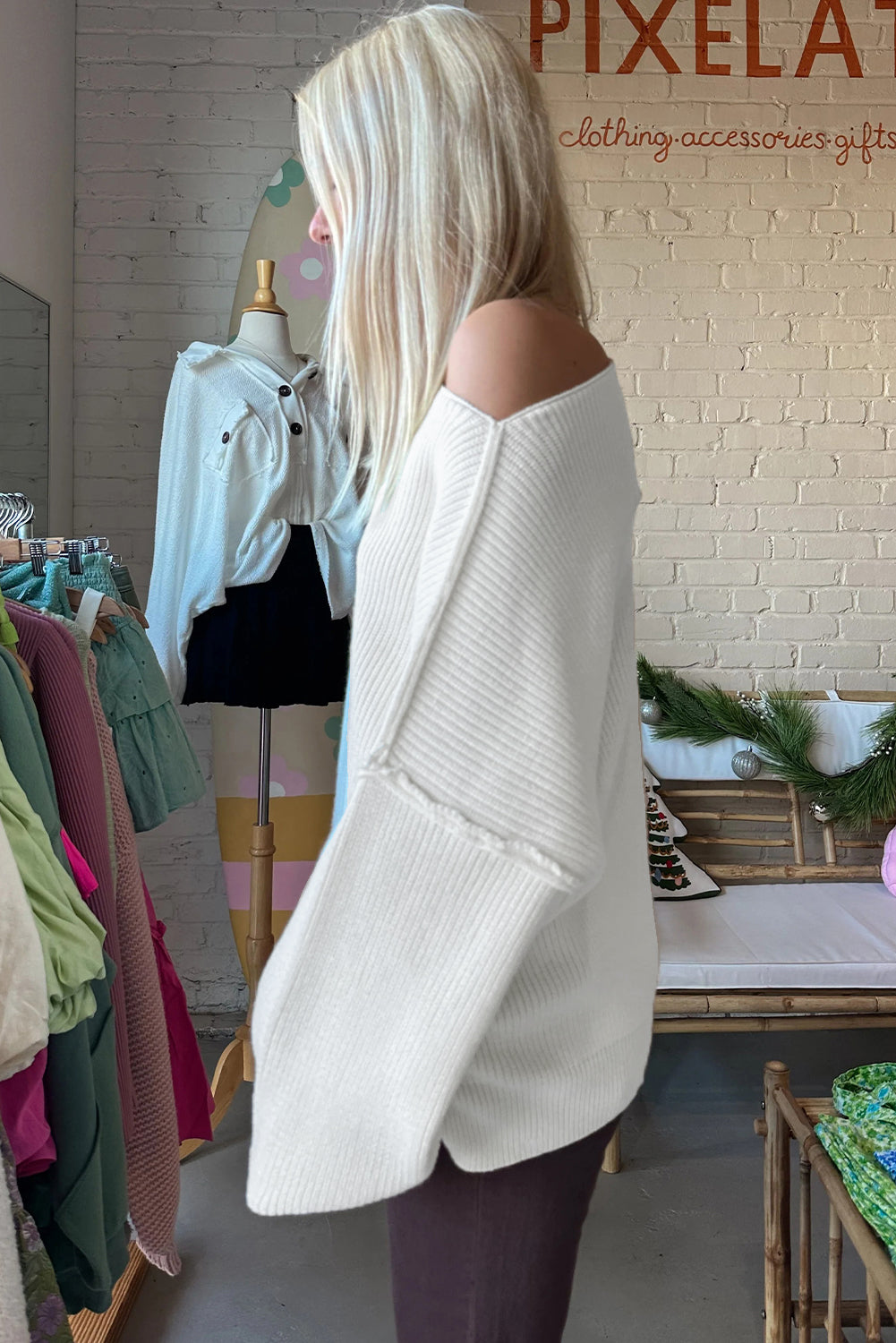 Drop Shoulder Baggy Sweater