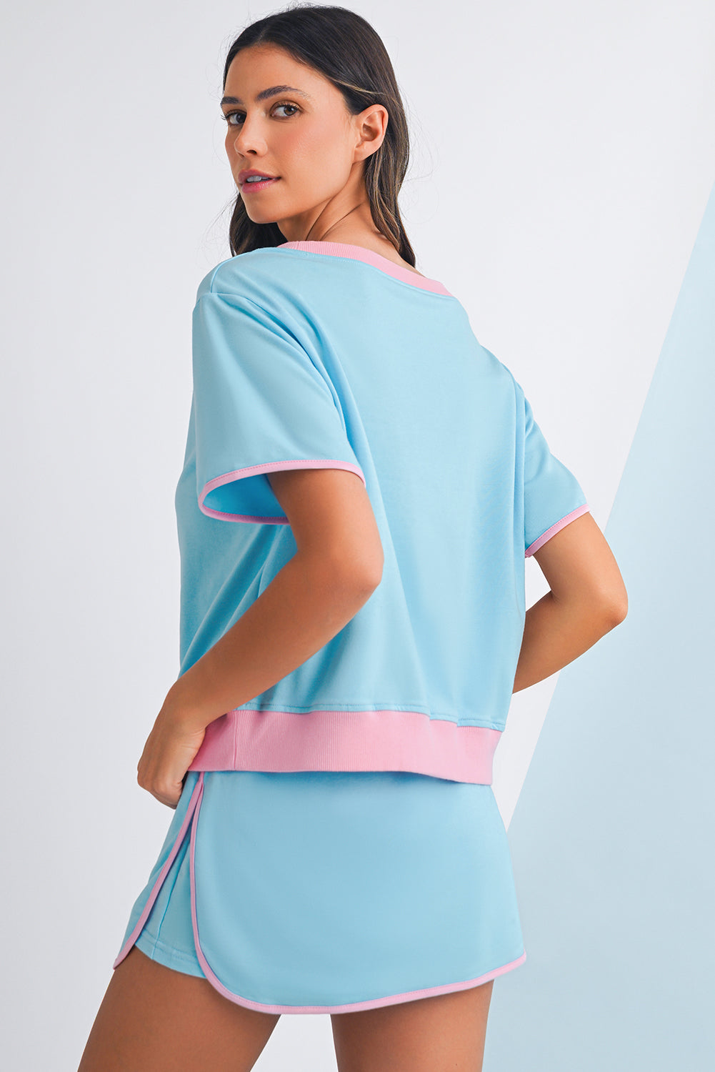 Drop Shoulder T Shirt and Skort Set