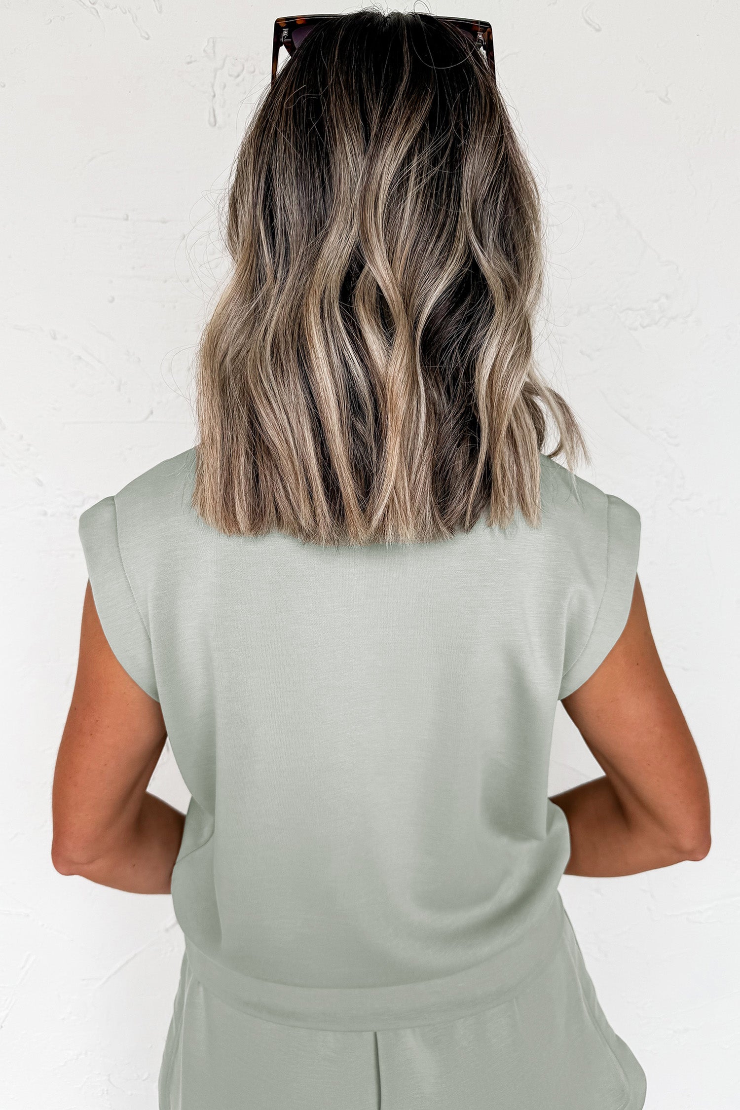 Quarter Zip Sleeveless Two Piece Set