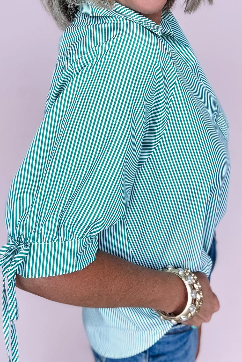 Short Sleeve Striped Blouse