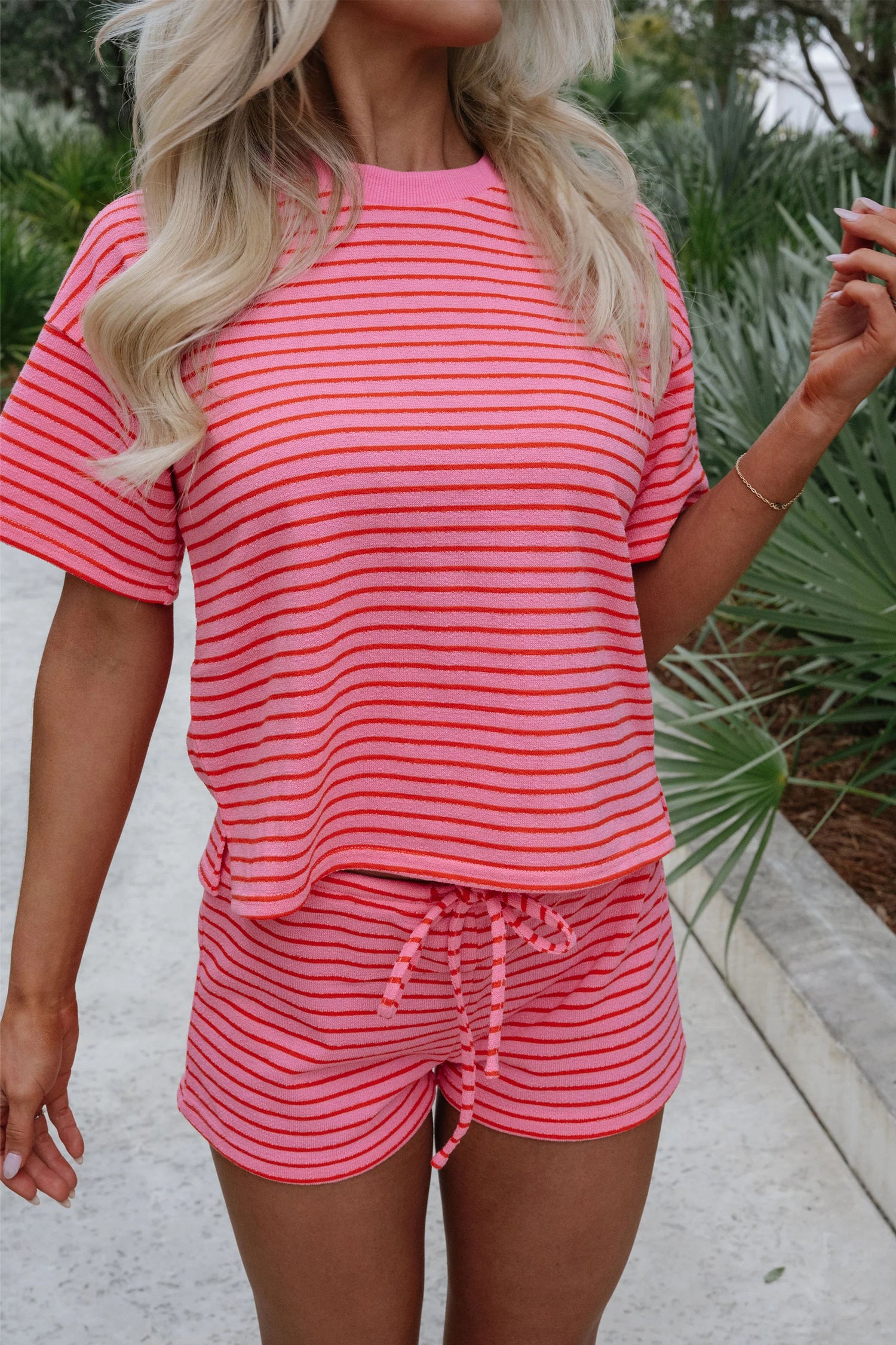 Side Split Knit Shorts Set