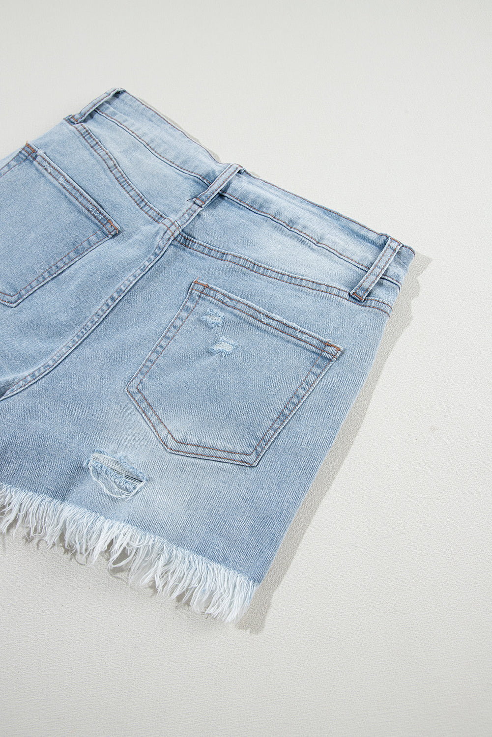 Distressed Ripped Raw Hem Denim Shorts
