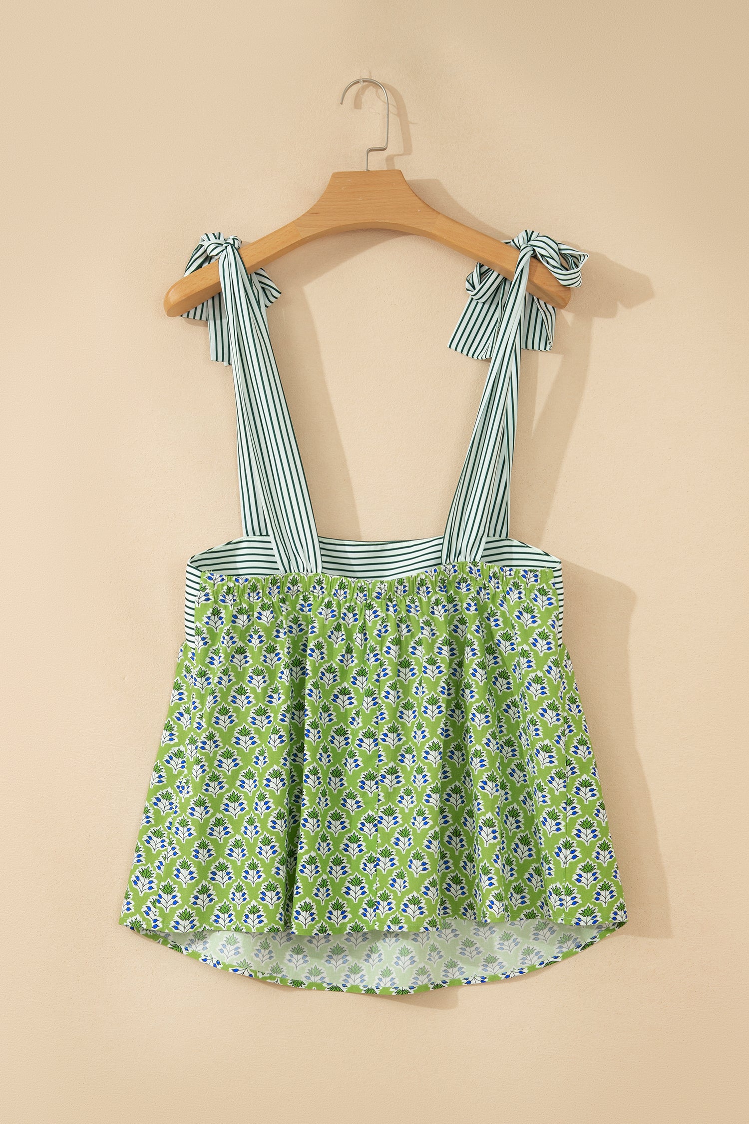 Floral Knot Straps Babydoll Tank Top