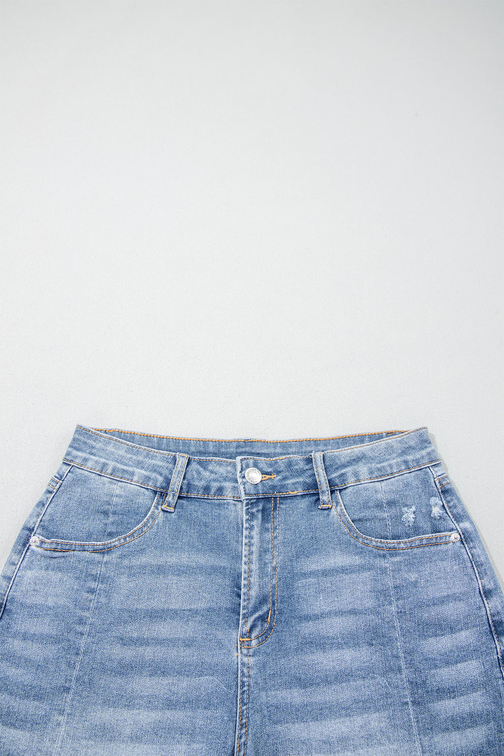 Acid Wash Raw Hem Denim Shorts