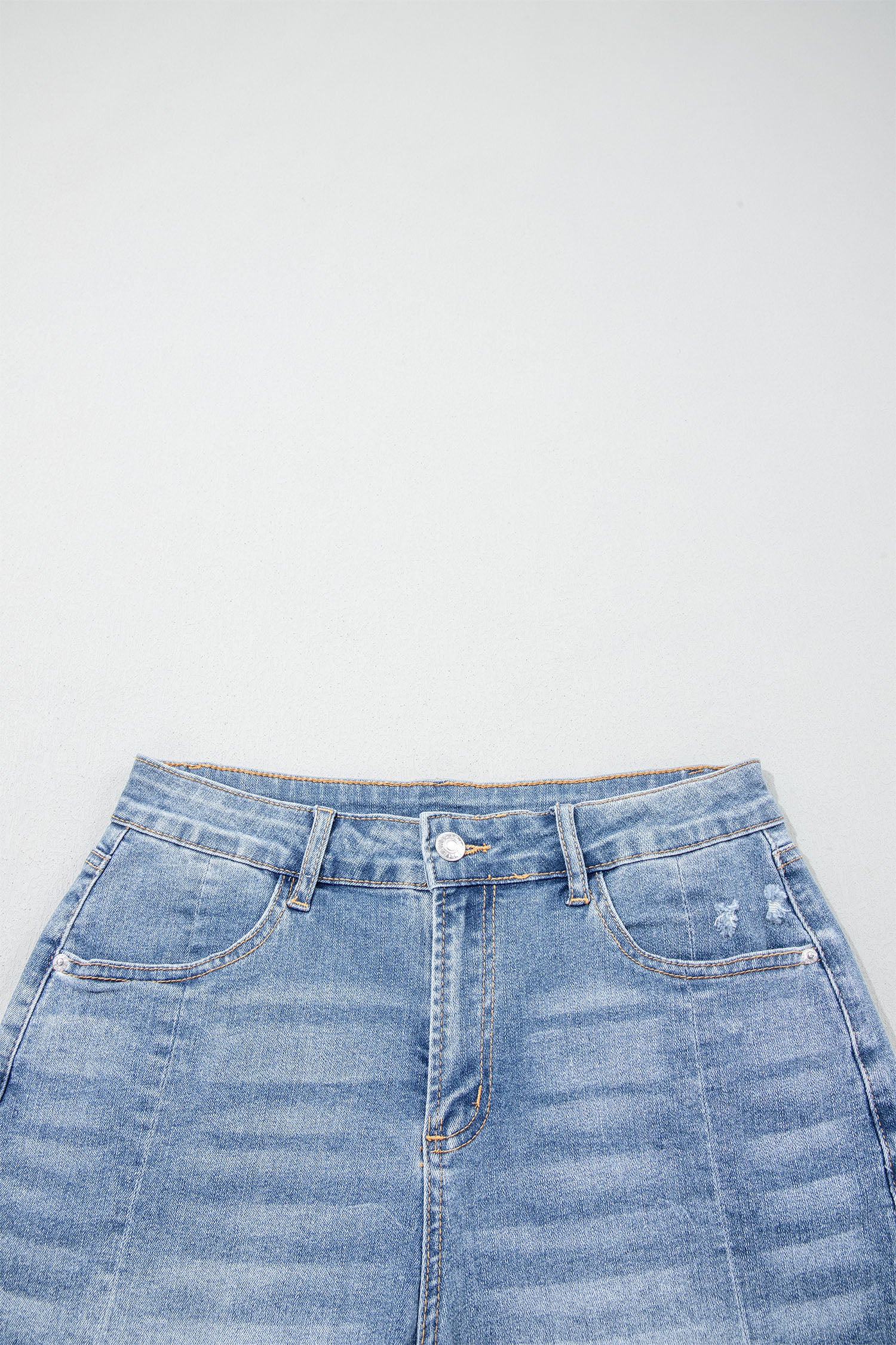 Acid Wash Raw Hem Denim Shorts