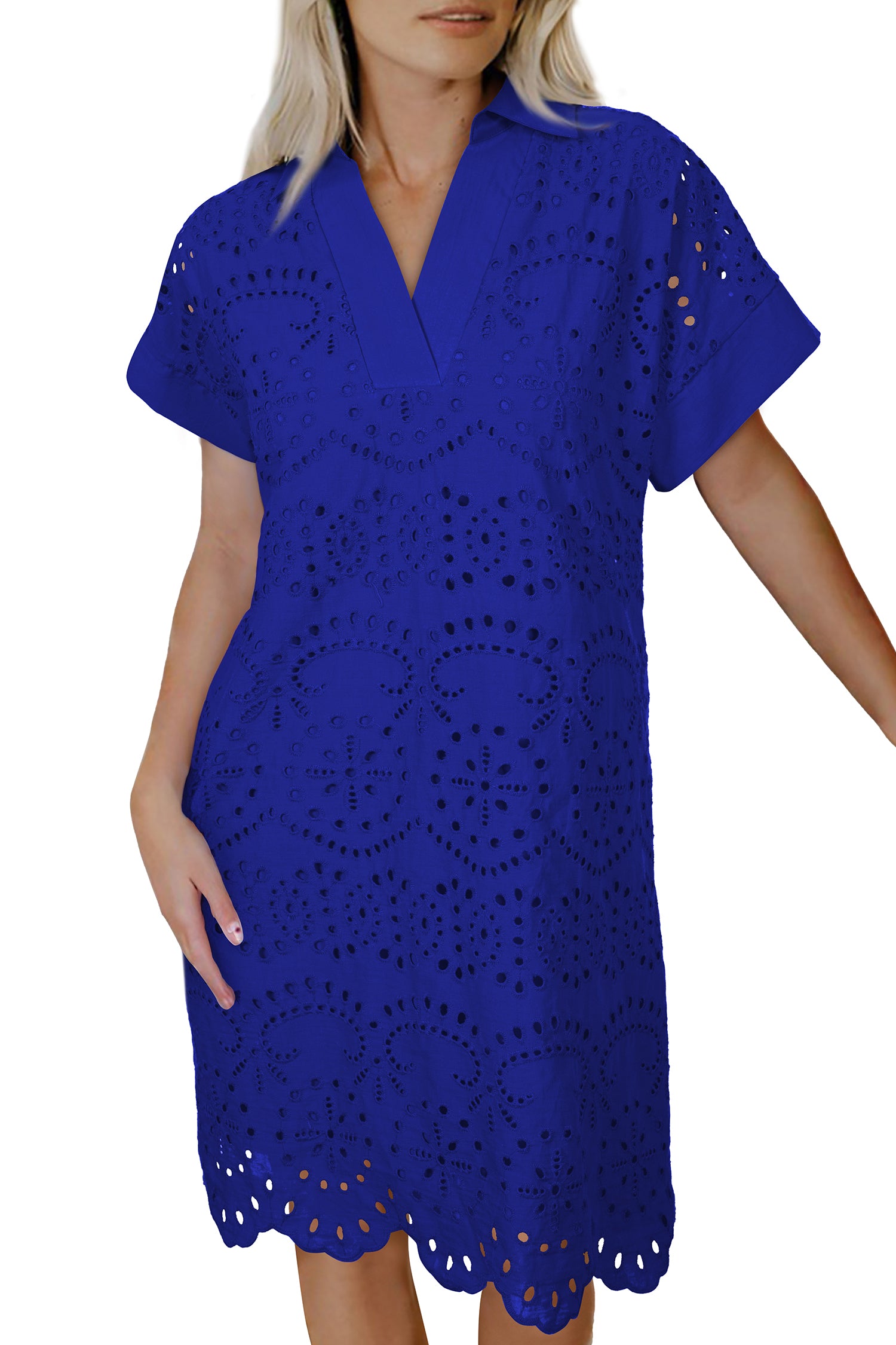 Eyelet Embroidered T Shirt Mini Dress