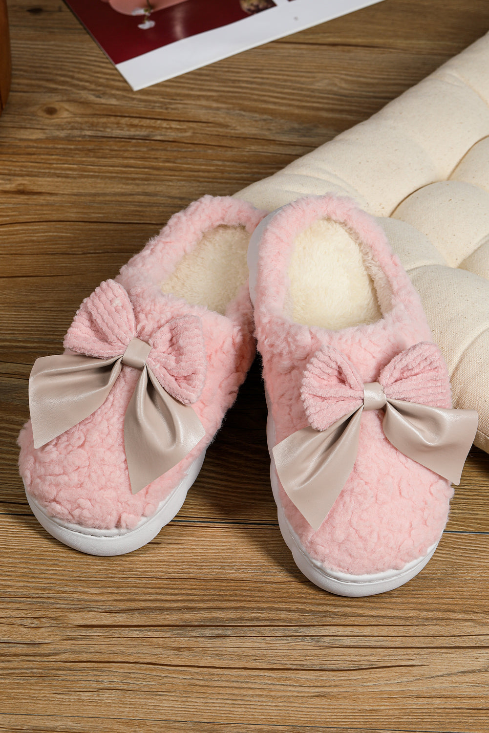 Bowknot Plush Slippers