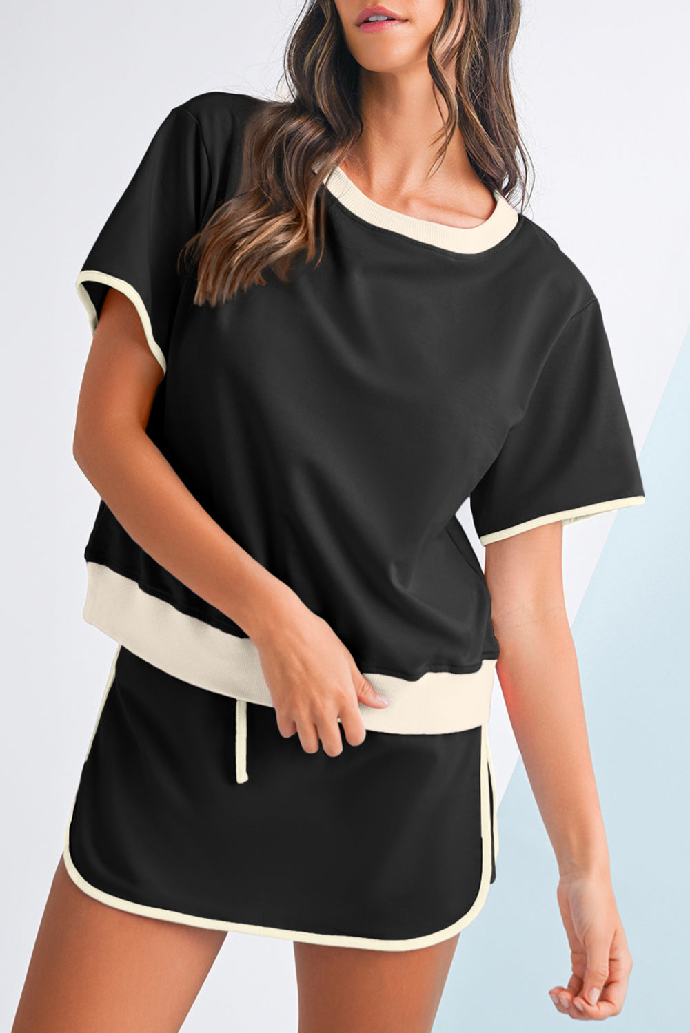 Drop Shoulder T Shirt and Skort Set