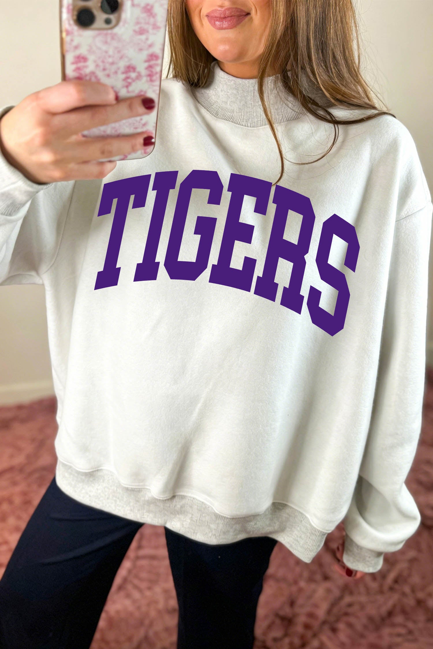 LOUISIANA/ TIGERS Double Side Printed High Neck Reversible Sweatshirt
