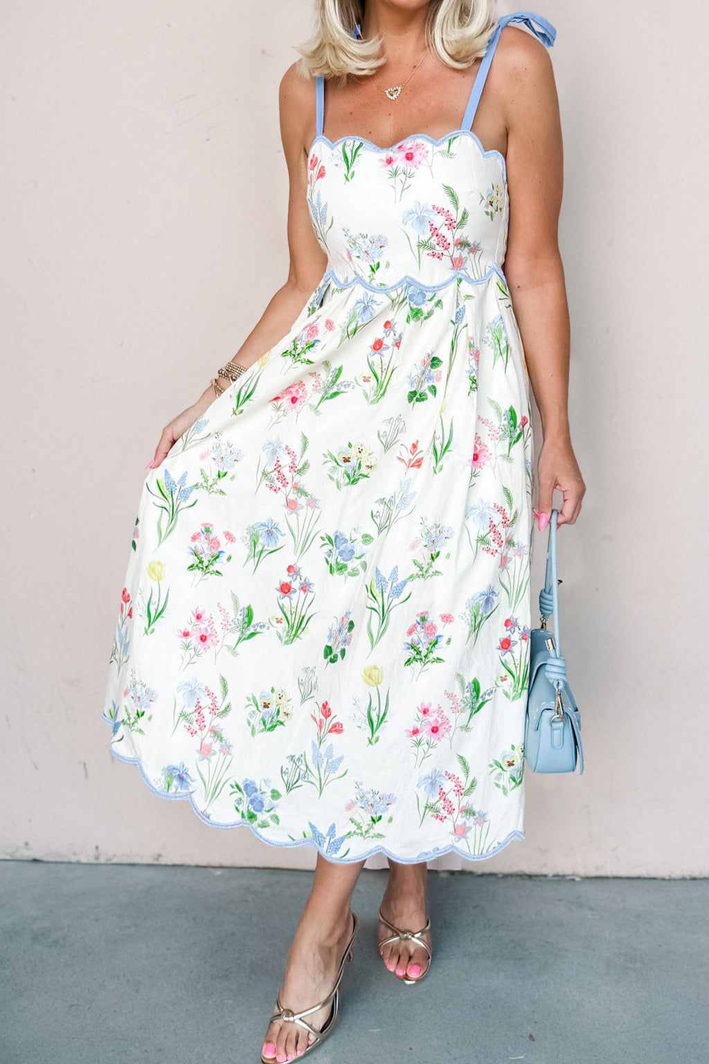 Yellow Self-tie Straps High Waist Midi Dress