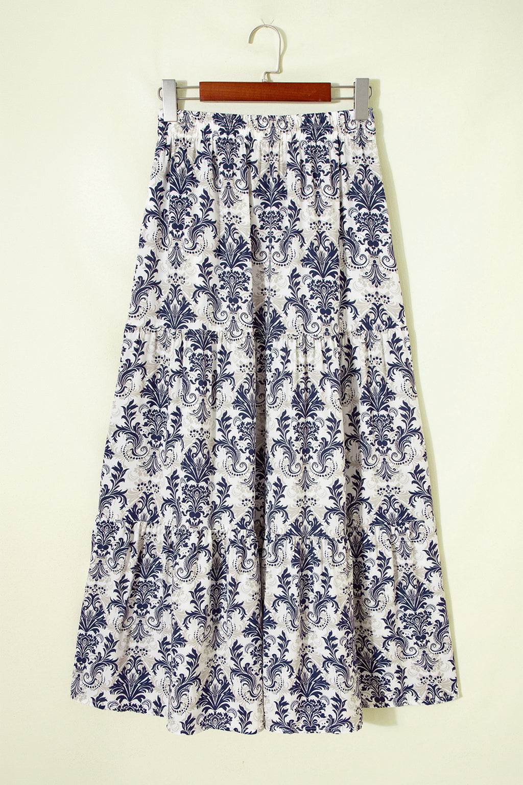 Floral Print Tiered Maxi Skirt with Split