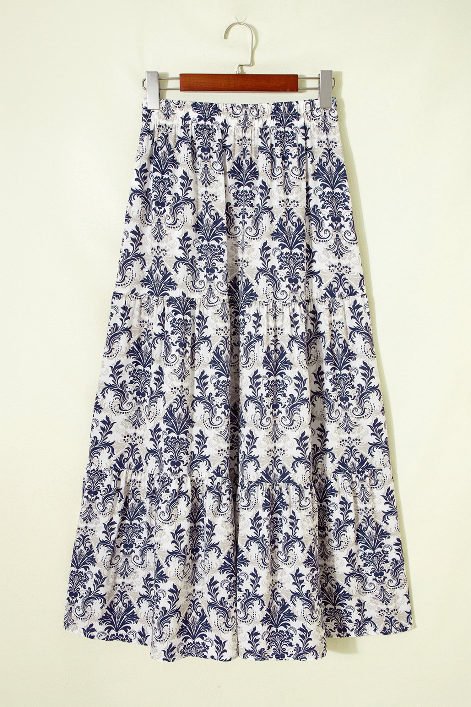 Floral Print Tiered Maxi Skirt with Split