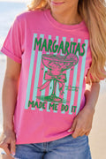 Margaritas Made Me Do It Striped Graphic Beach Vacation Tee