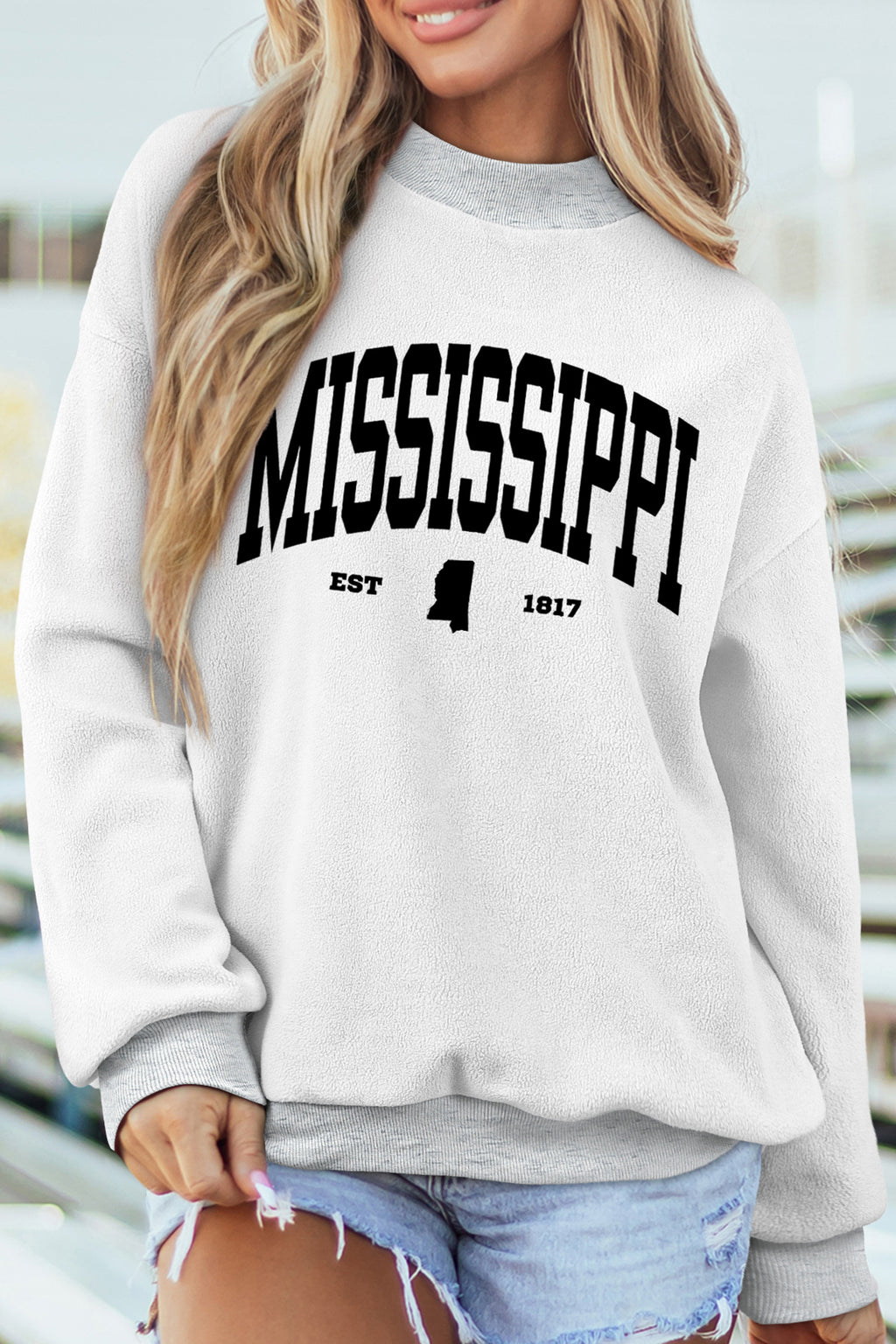 MISSISSIPPI Mock Neck Reversible Sweatshirt