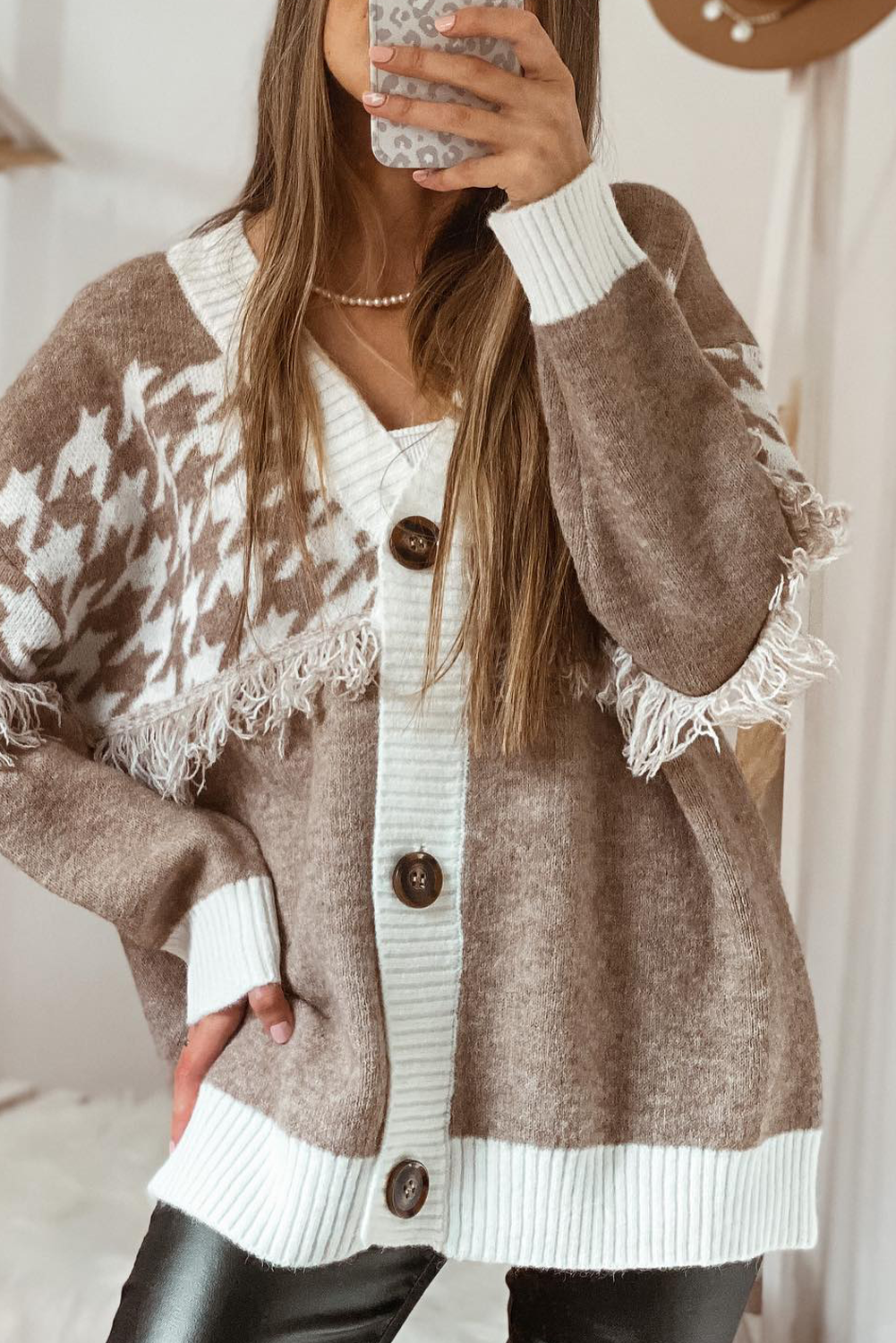 Raw Edge Button Front Cardigan