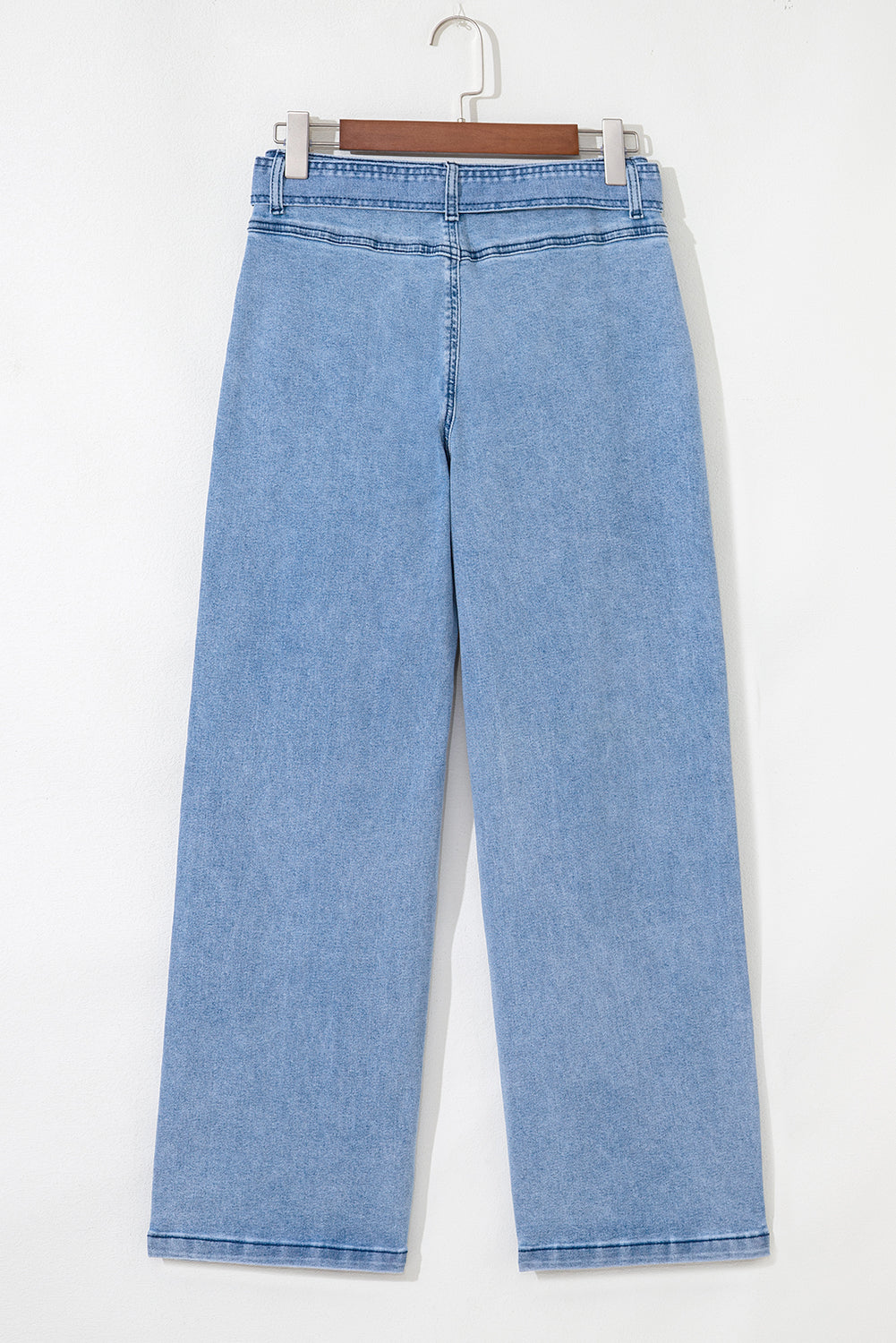 Vintage Washed Knot Belt Wide Leg Jeans