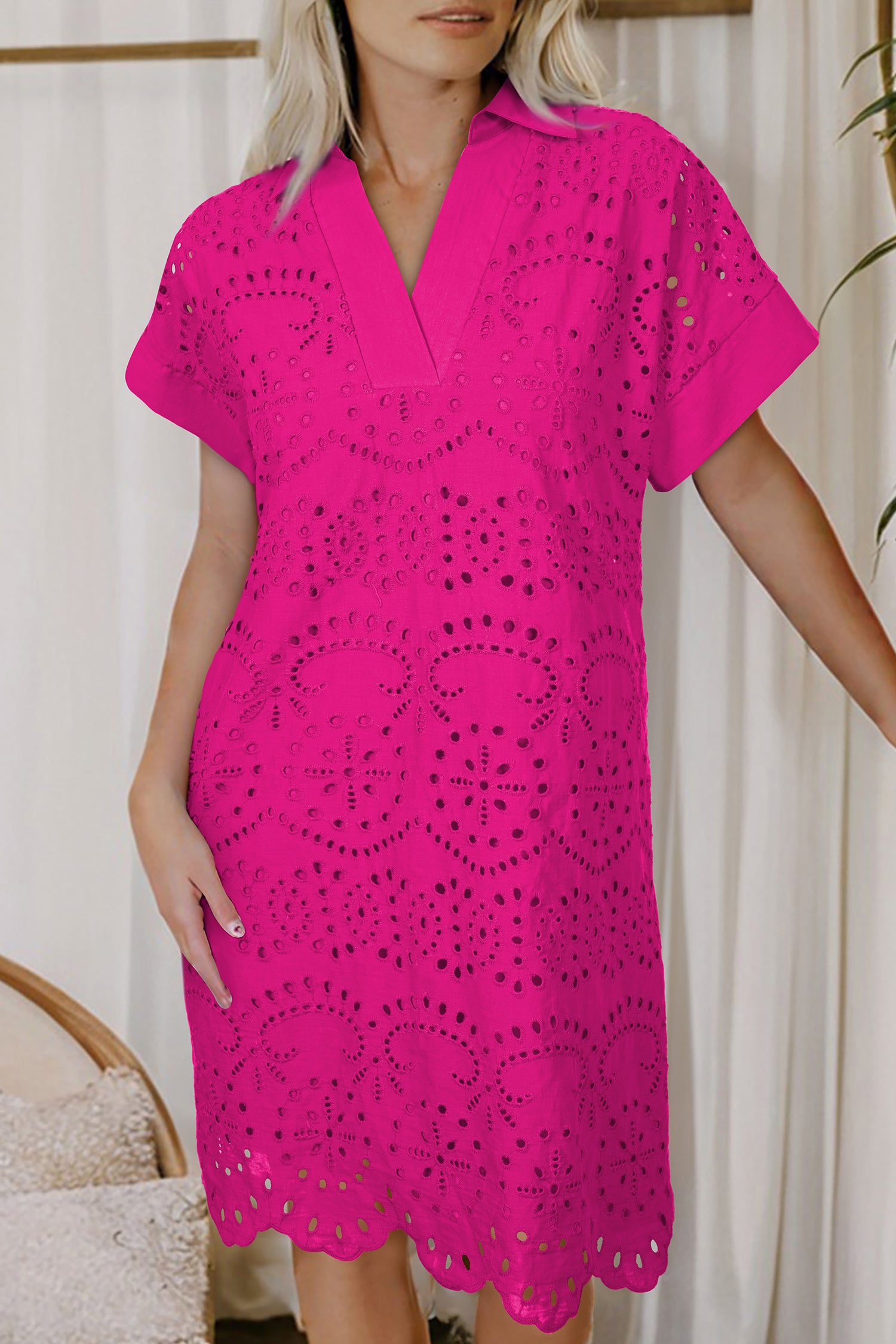 Eyelet Embroidered T Shirt Mini Dress