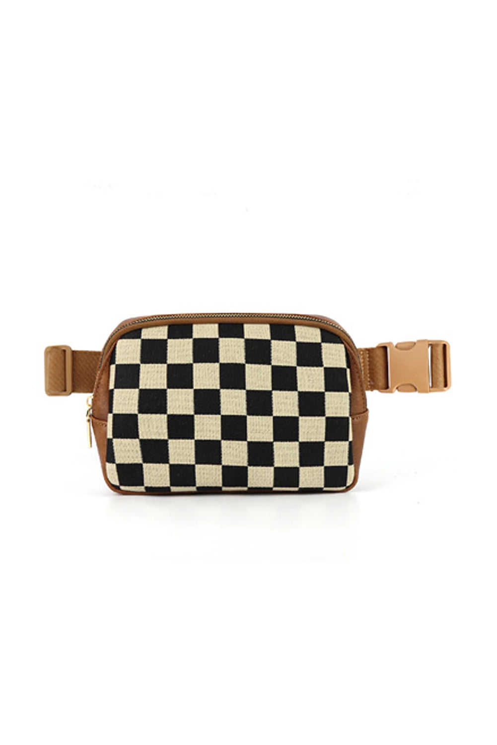Faux Leather Checkered Patchwork Crossbody Bag