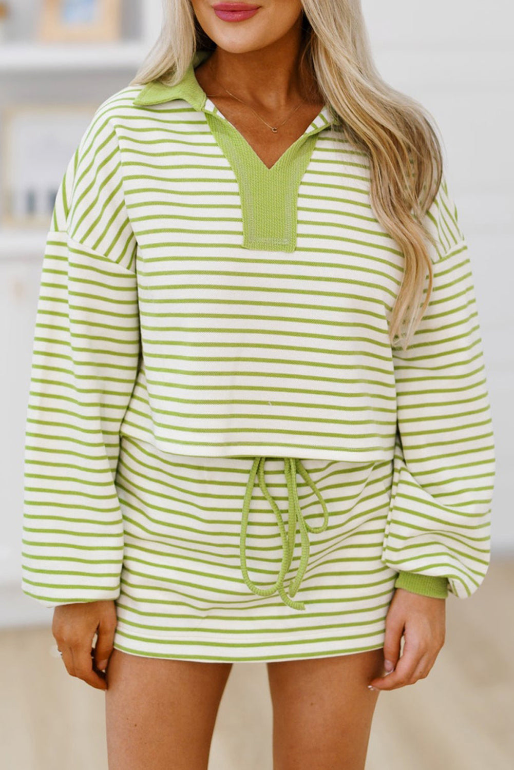 Drop Shoulder Pullover and Skirt Set