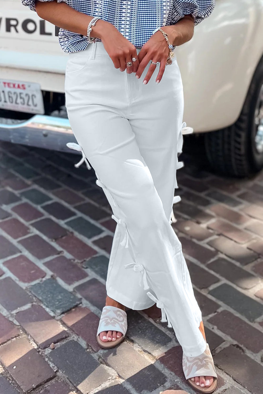 Bowknot Straight Leg Loose Jeans