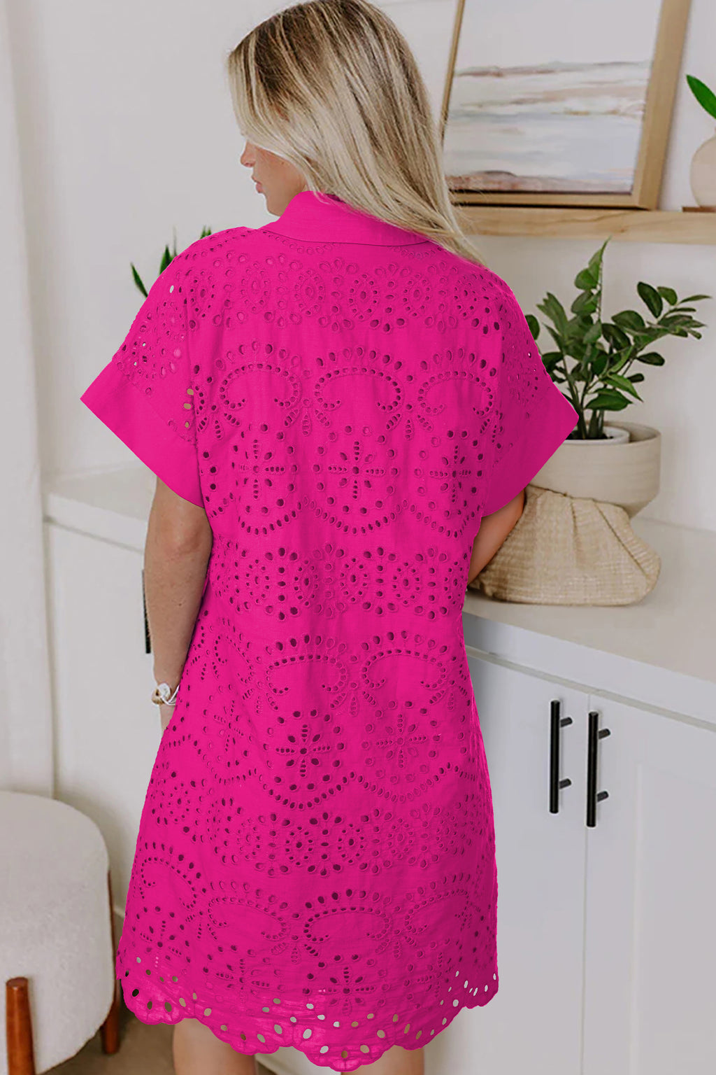 Eyelet Embroidered T Shirt Mini Dress