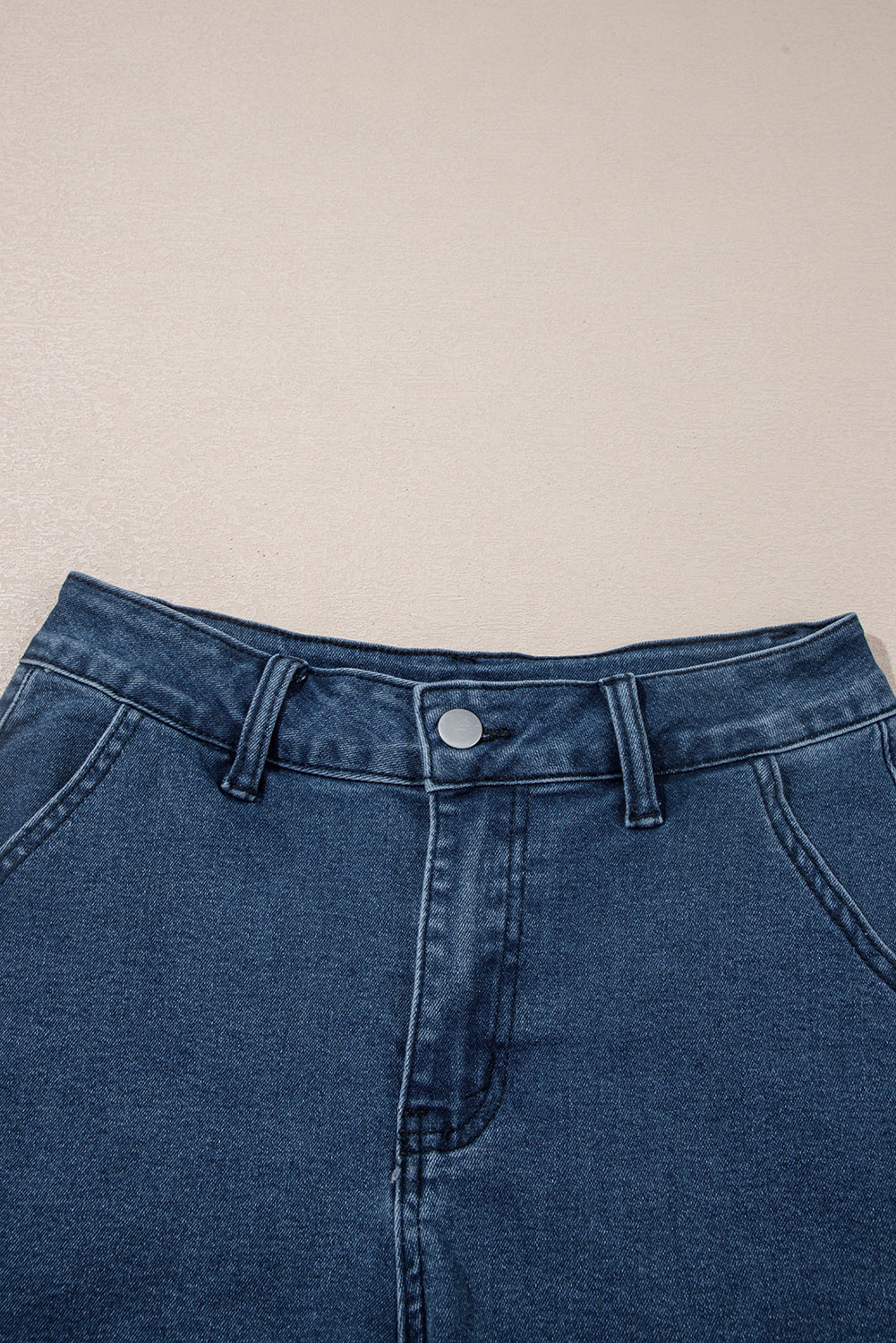 Scalloped Hemline Light Wash Denim Shorts