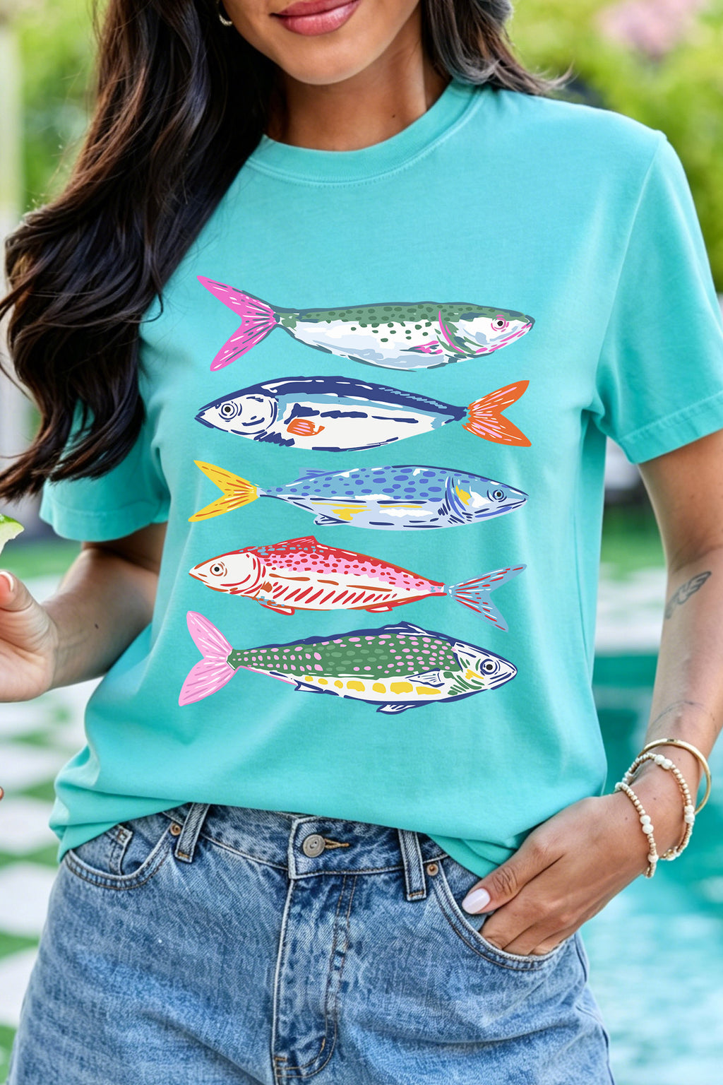 Fish Print Casual Short Sleeve T Shirt